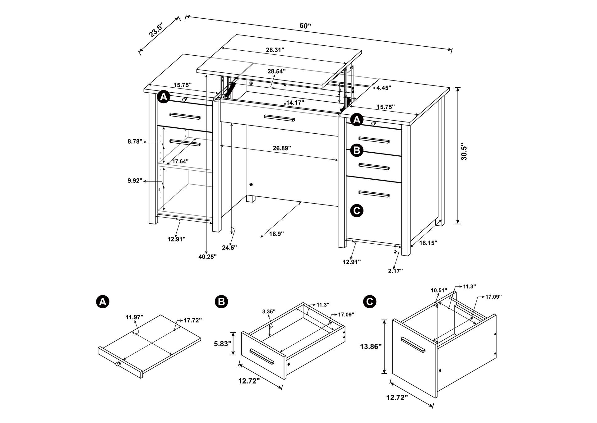 Dylan 4-drawer Lift Top Office Desk,Coaster Furniture