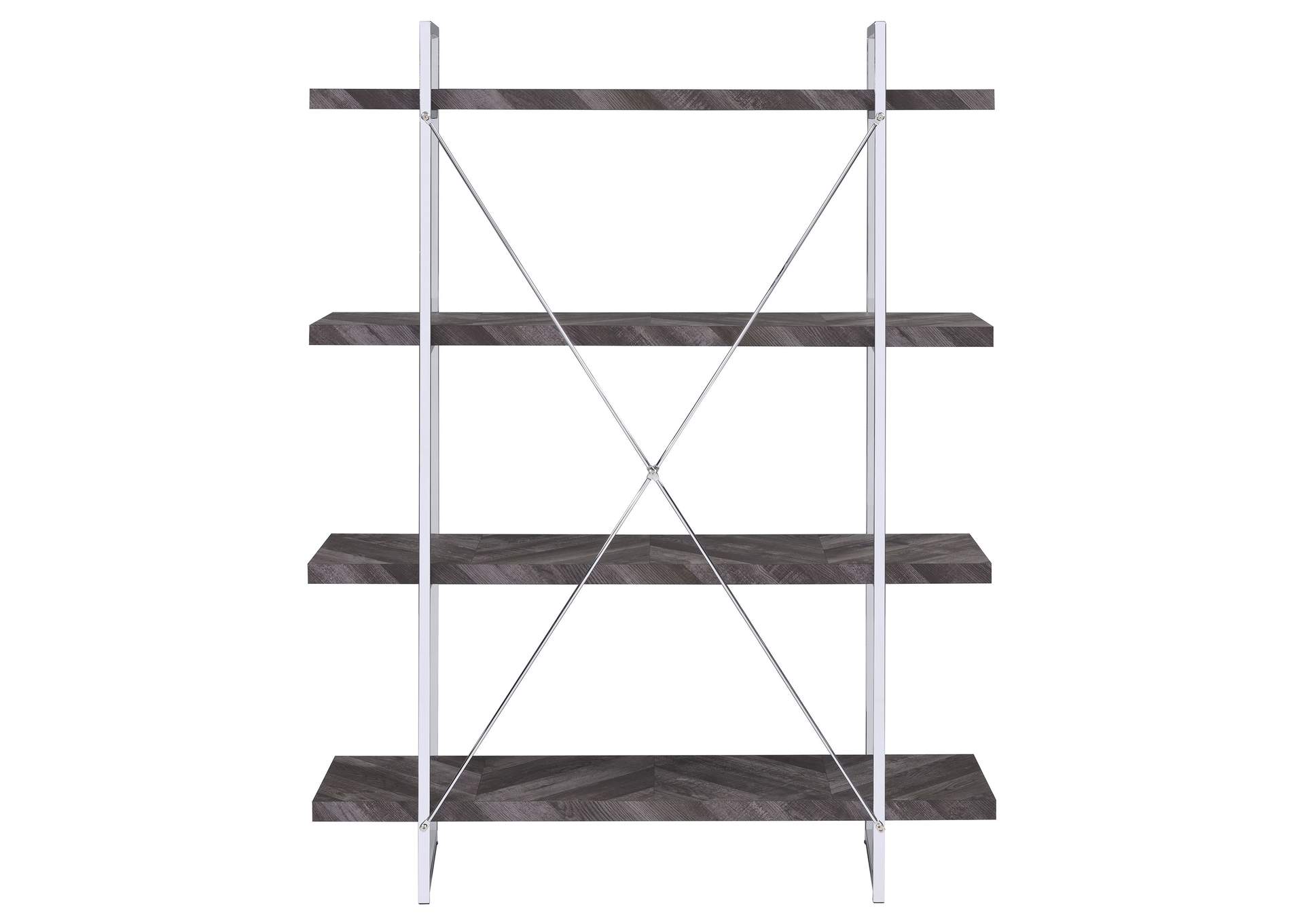 Grimma 4-shelf Bookcase Rustic Grey Herringbone,Coaster Furniture