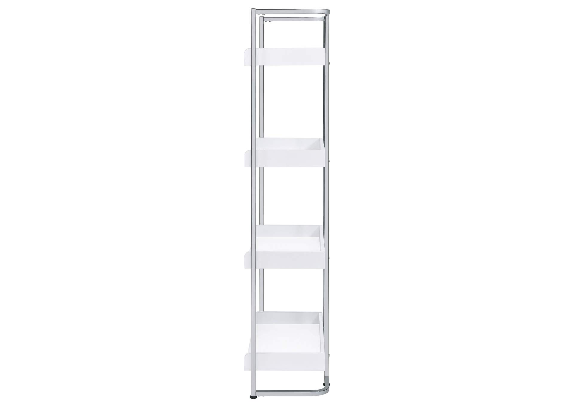 Ember 4-shelf Bookcase White High Gloss and Chrome,Coaster Furniture