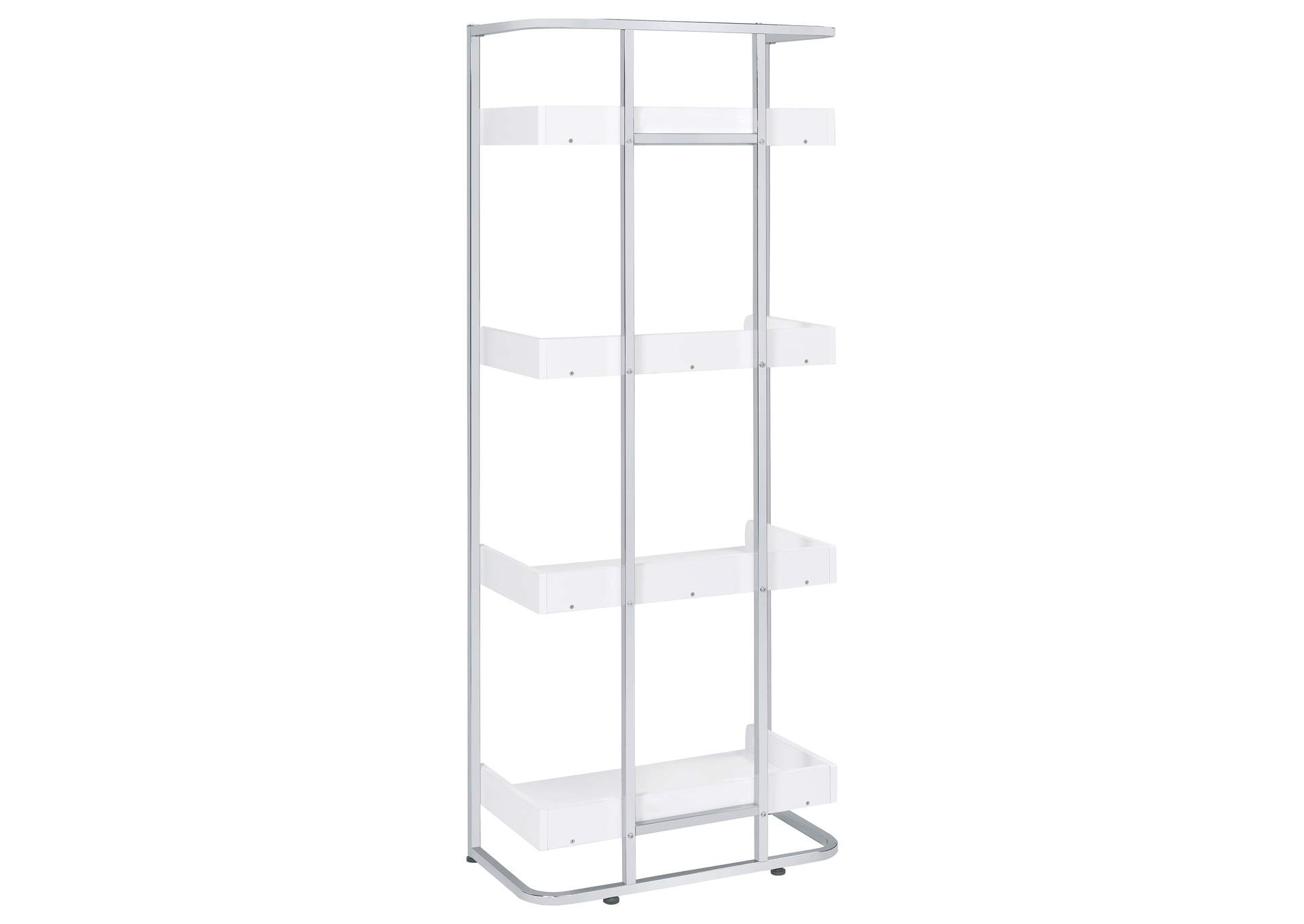 Ember 4-shelf Bookcase White High Gloss and Chrome,Coaster Furniture