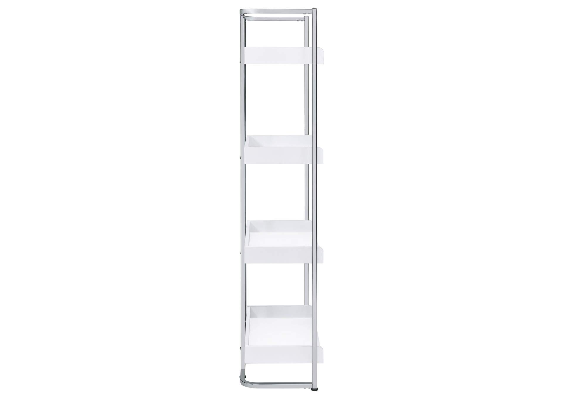 Ember 4-shelf Bookcase White High Gloss and Chrome,Coaster Furniture