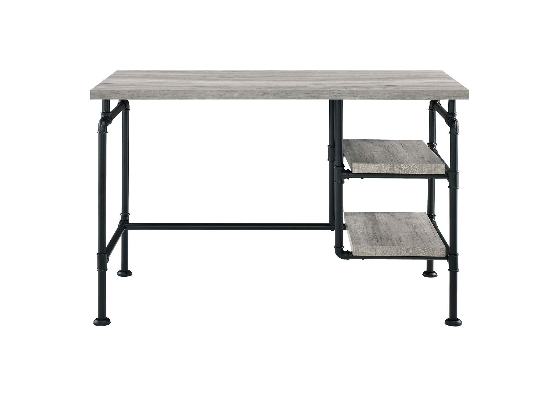 Delray 2-tier Open Shelving Writing Desk Grey Driftwood and Black,Coaster Furniture