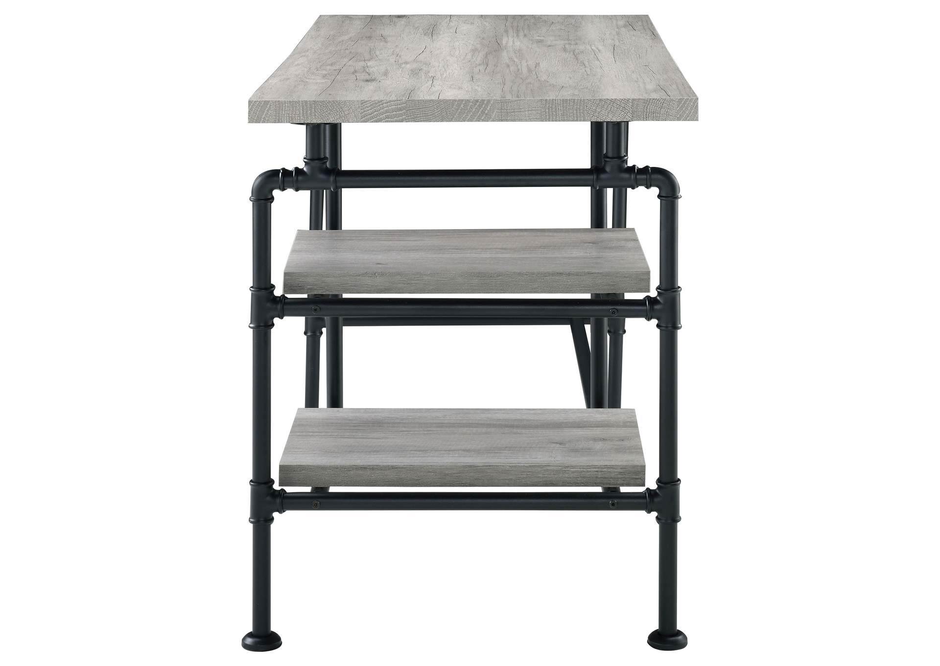 Delray 2-tier Open Shelving Writing Desk Grey Driftwood and Black,Coaster Furniture