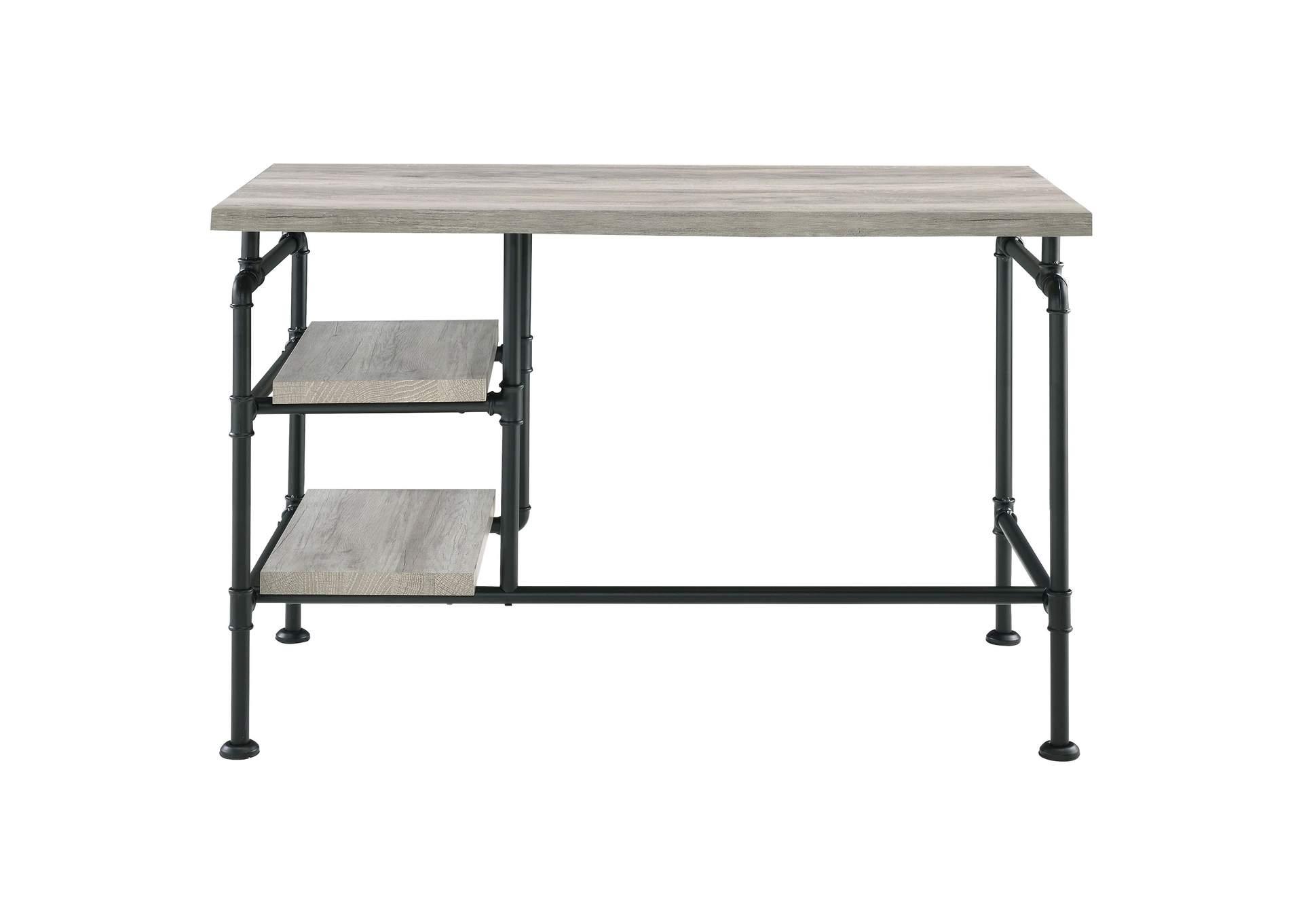 Delray 2-tier Open Shelving Writing Desk Grey Driftwood and Black,Coaster Furniture