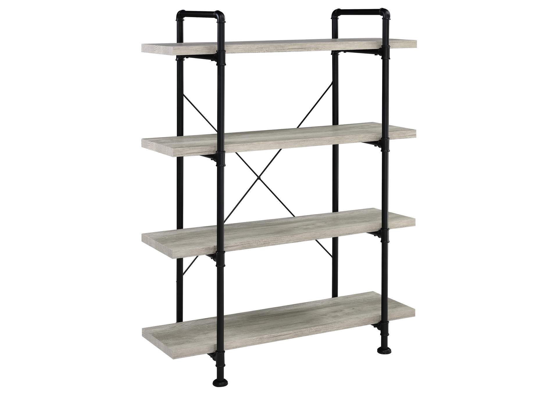 Delray 4-tier Open Shelving Bookcase Grey Driftwood and Black,Coaster Furniture