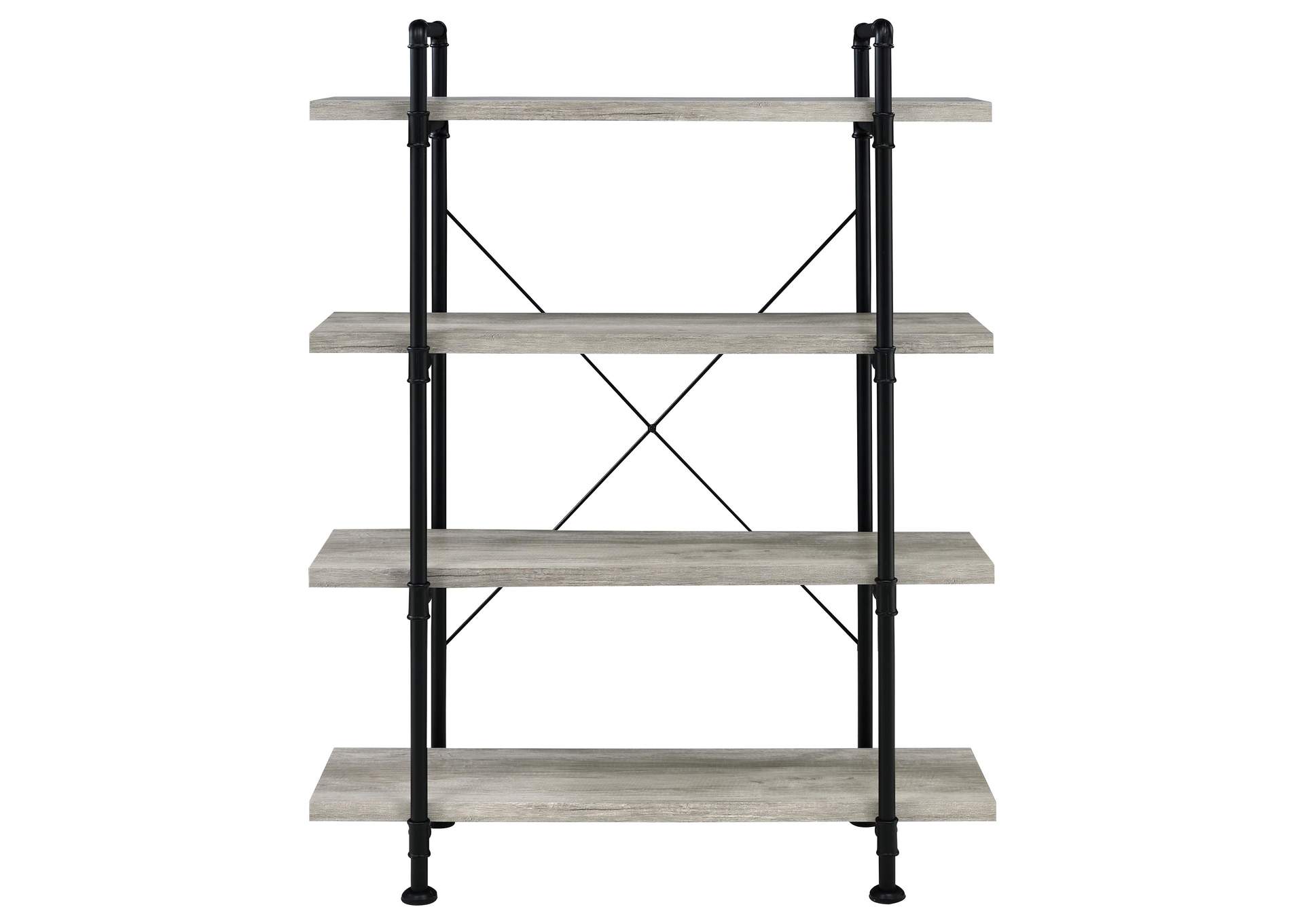 Delray 4-tier Open Shelving Bookcase Grey Driftwood and Black,Coaster Furniture