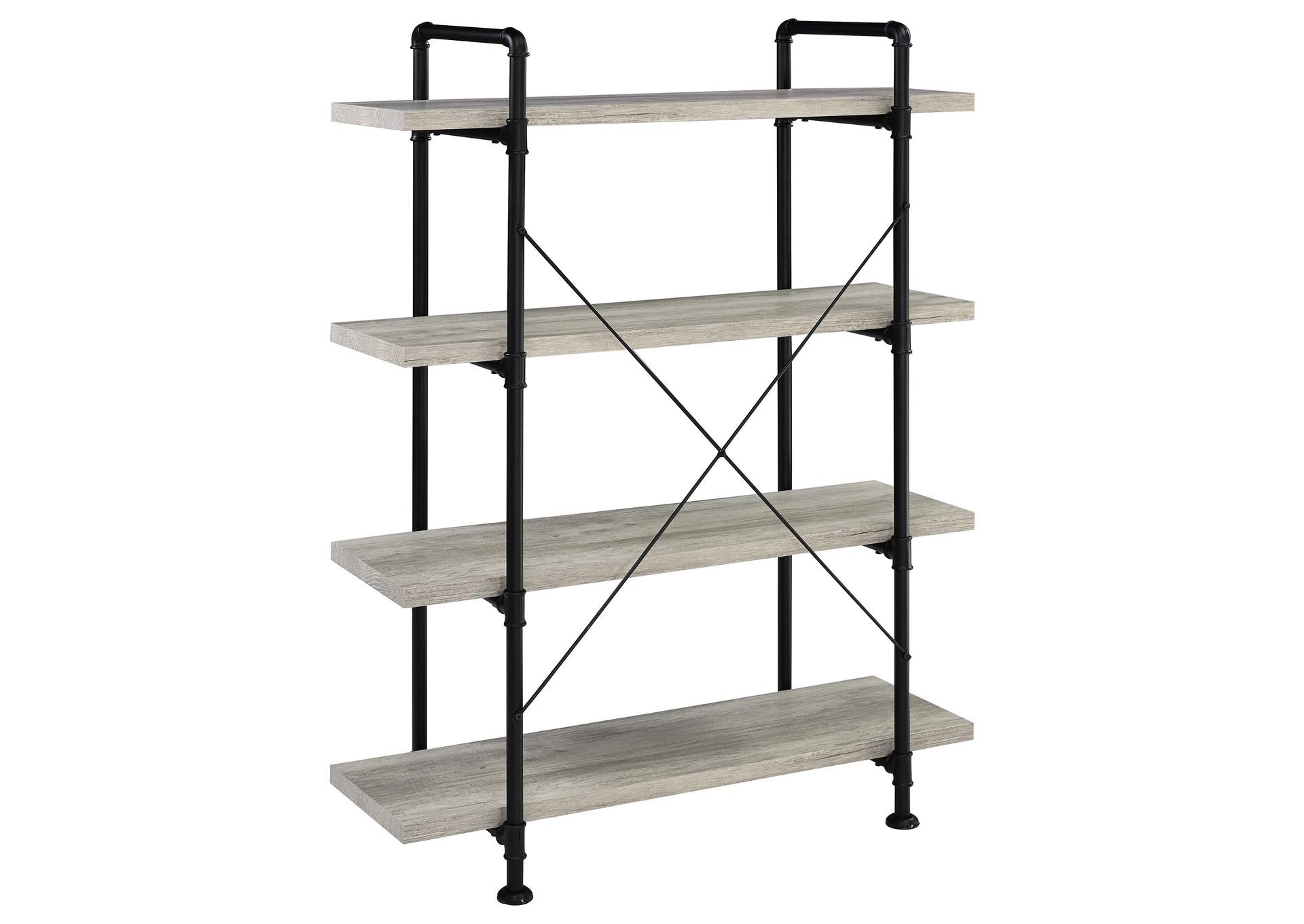 Delray 4-tier Open Shelving Bookcase Grey Driftwood and Black,Coaster Furniture