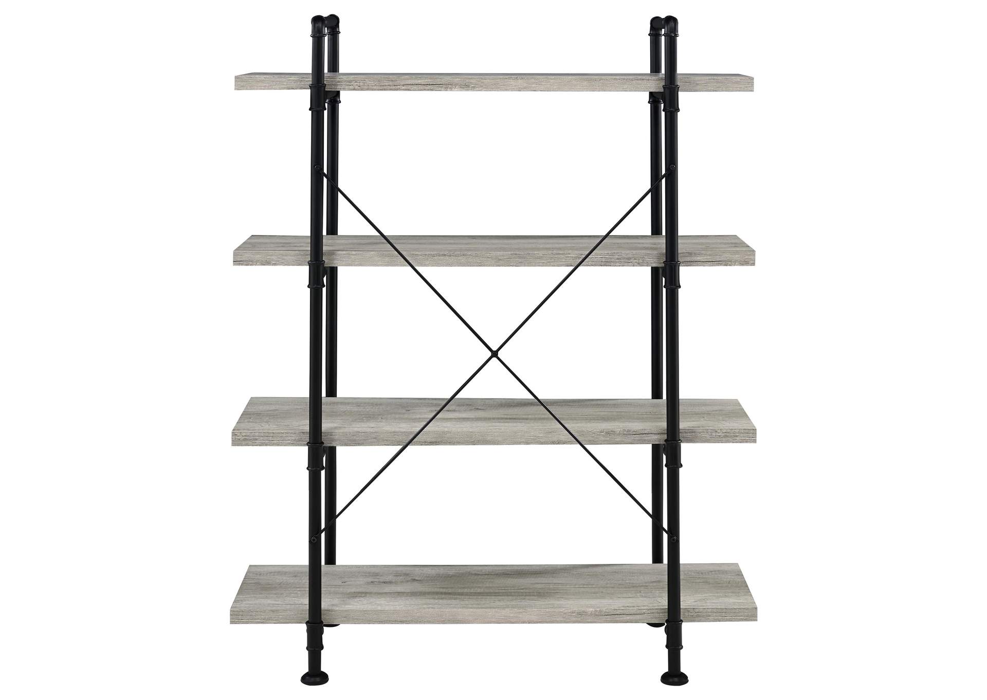 Delray 4-tier Open Shelving Bookcase Grey Driftwood and Black,Coaster Furniture