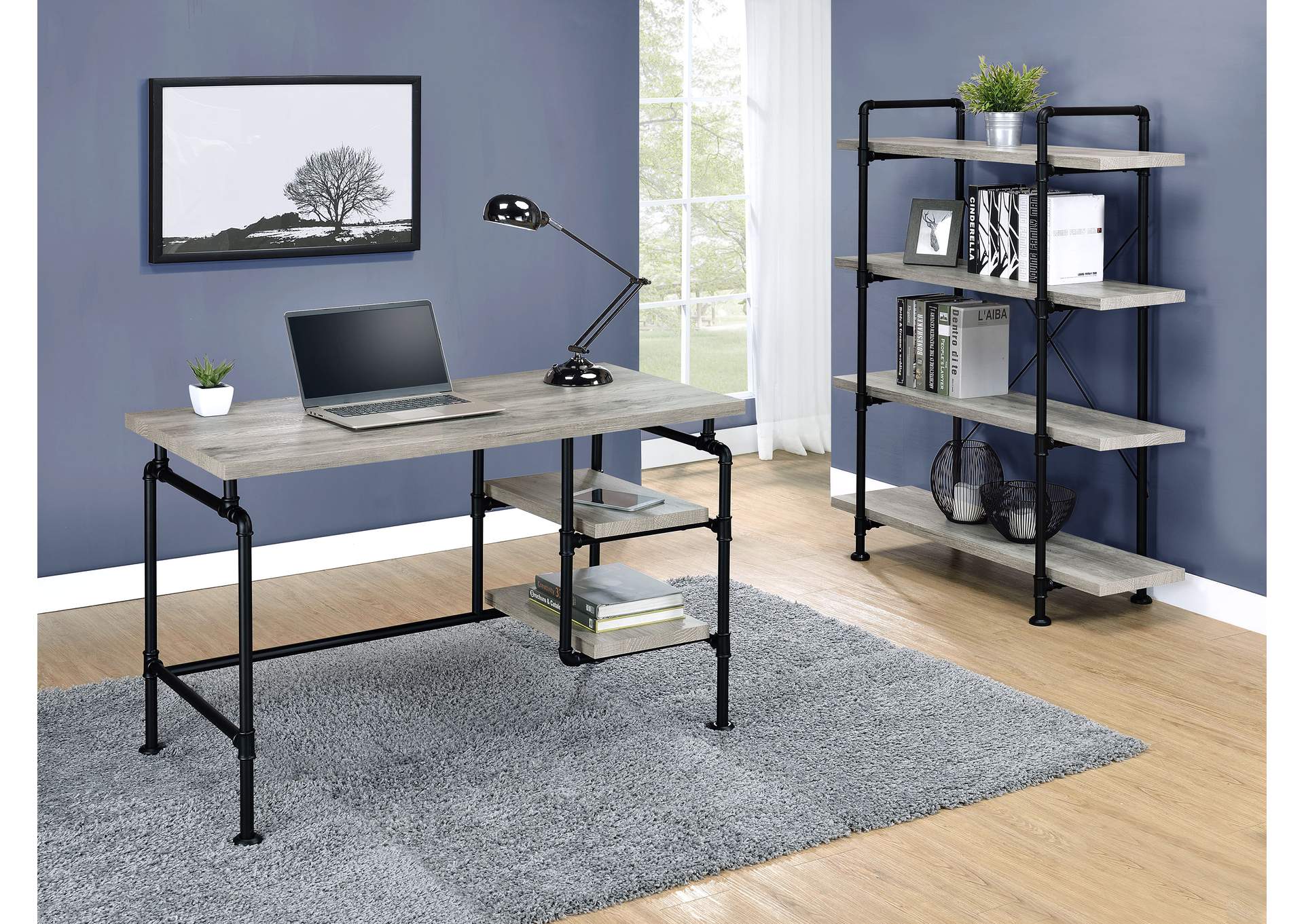 Delray 4-tier Open Shelving Bookcase Grey Driftwood and Black,Coaster Furniture