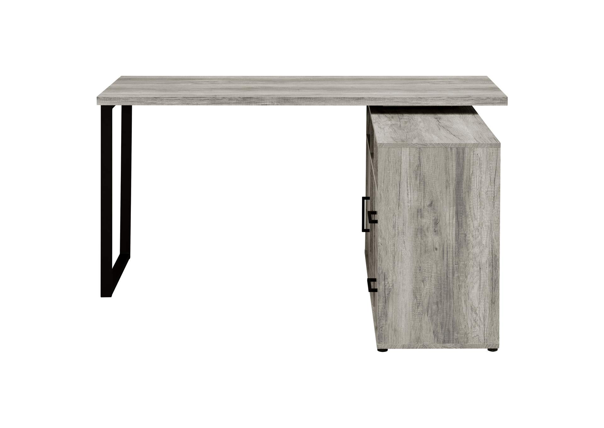 Hertford L-shape Office Desk with Storage Grey Driftwood,Coaster Furniture