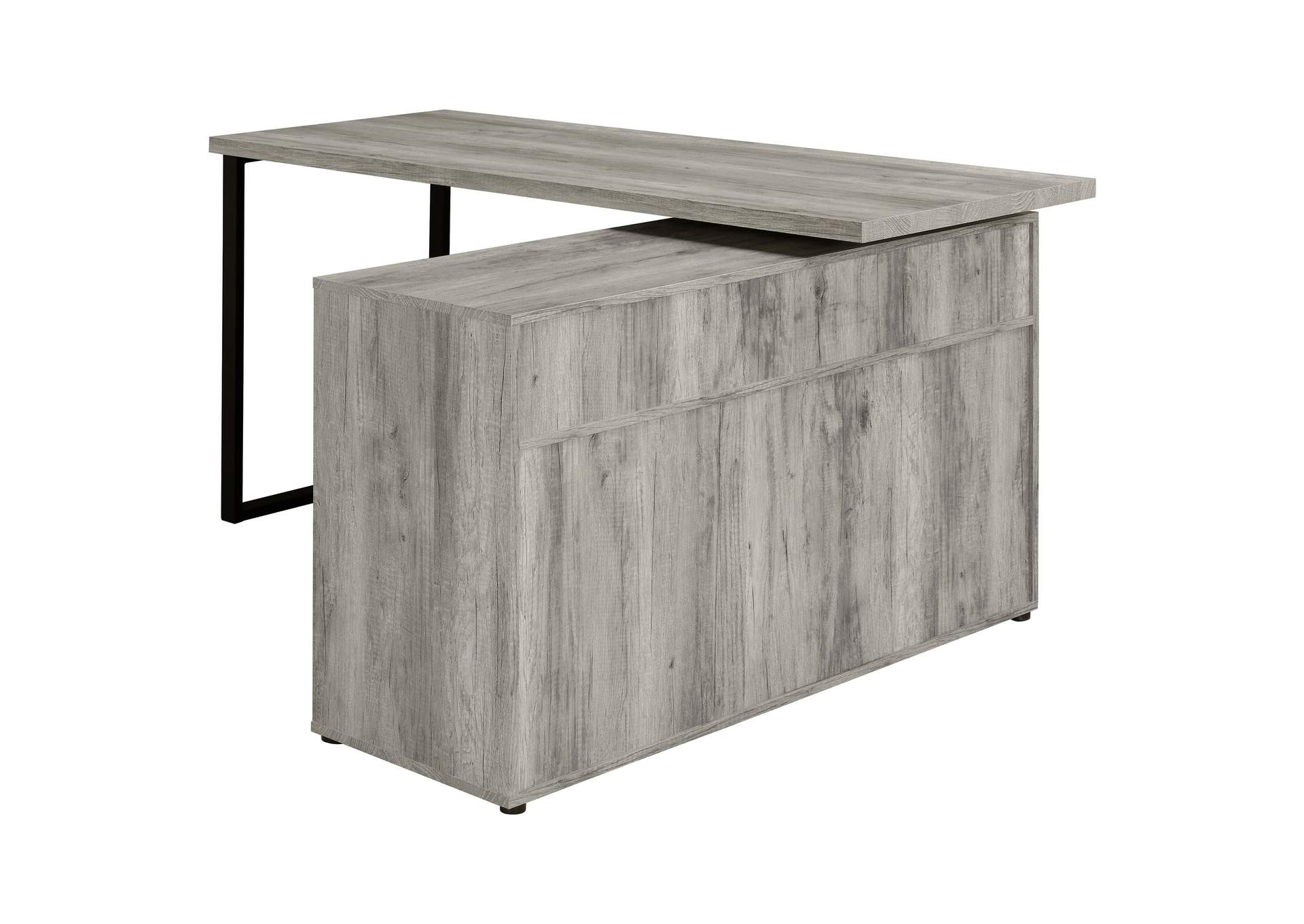 Hertford L-shape Office Desk with Storage Grey Driftwood,Coaster Furniture