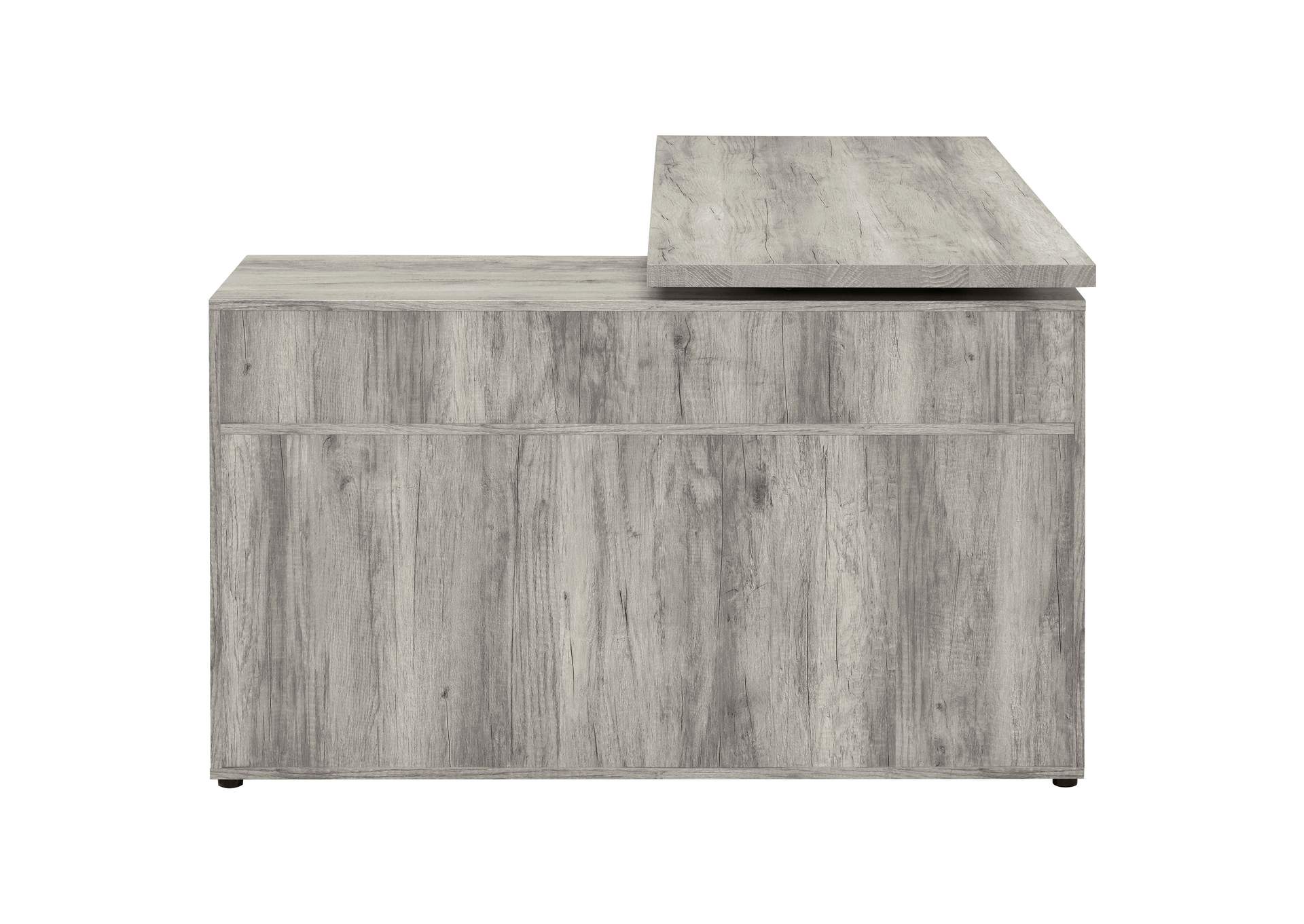 Hertford L-shape Office Desk with Storage Grey Driftwood,Coaster Furniture