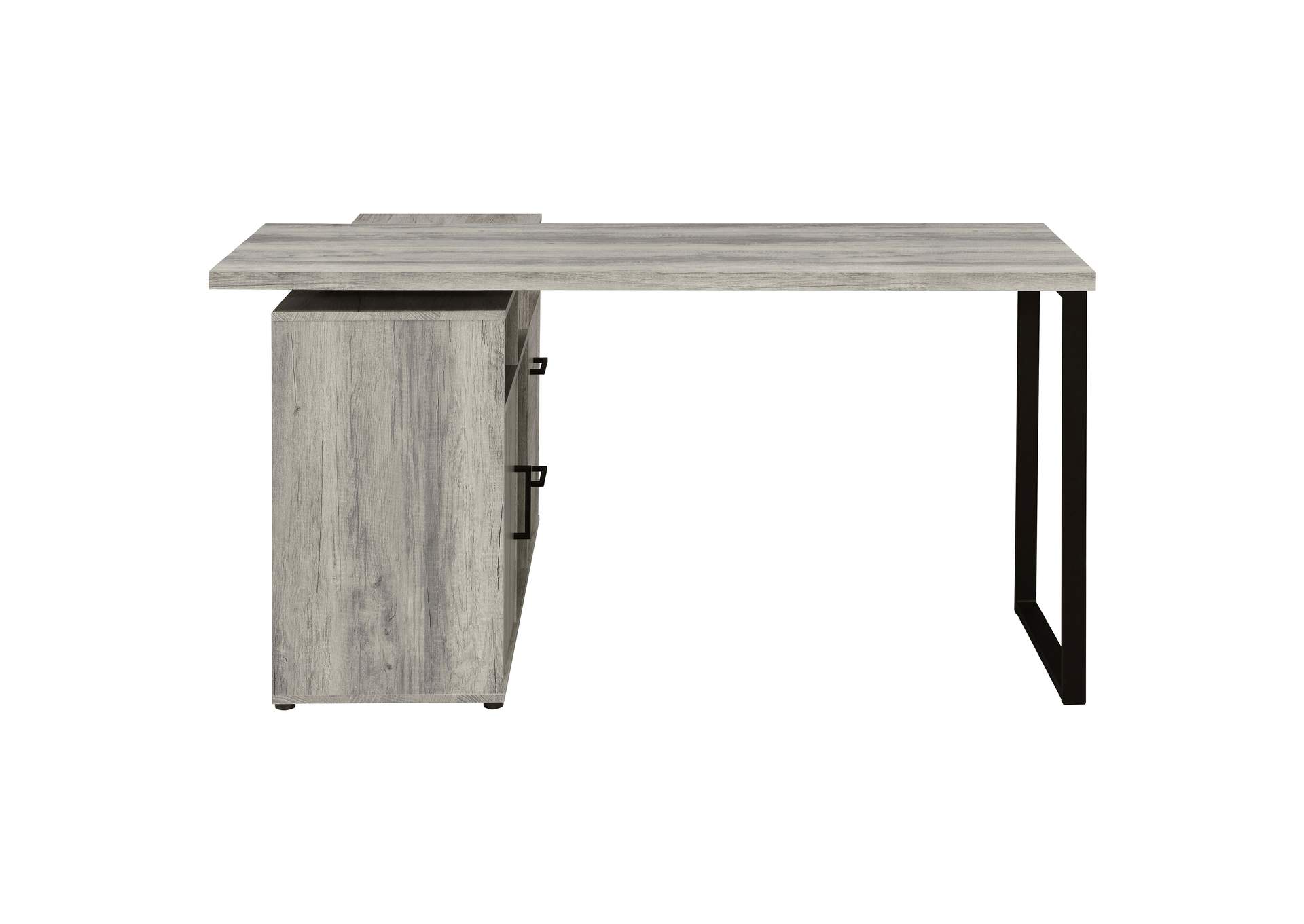 Hertford L-shape Office Desk with Storage Grey Driftwood,Coaster Furniture