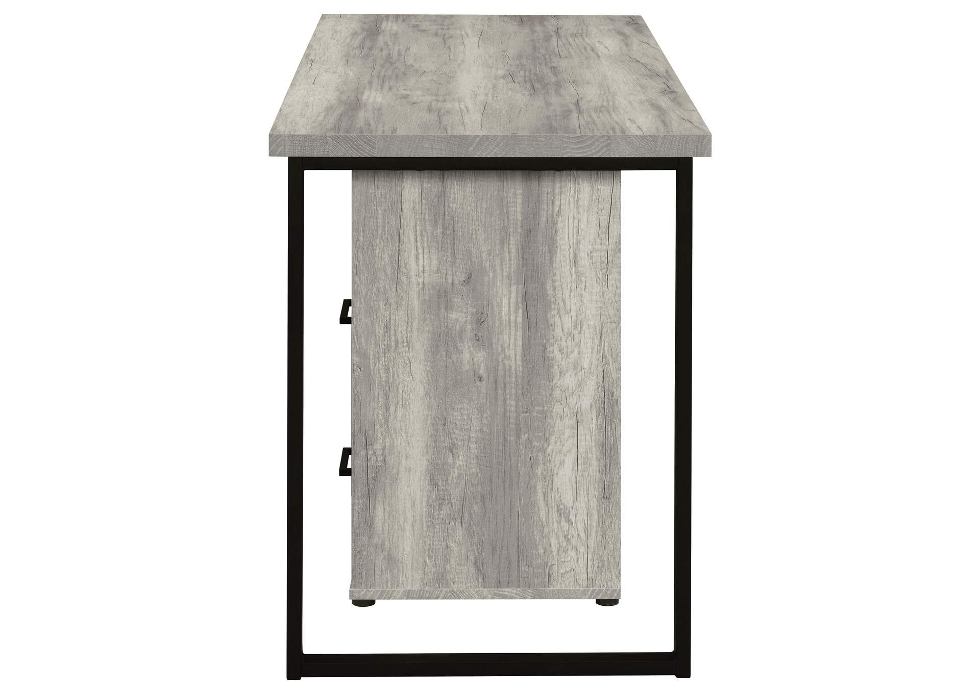 Hertford L-shape Office Desk with Storage Grey Driftwood,Coaster Furniture