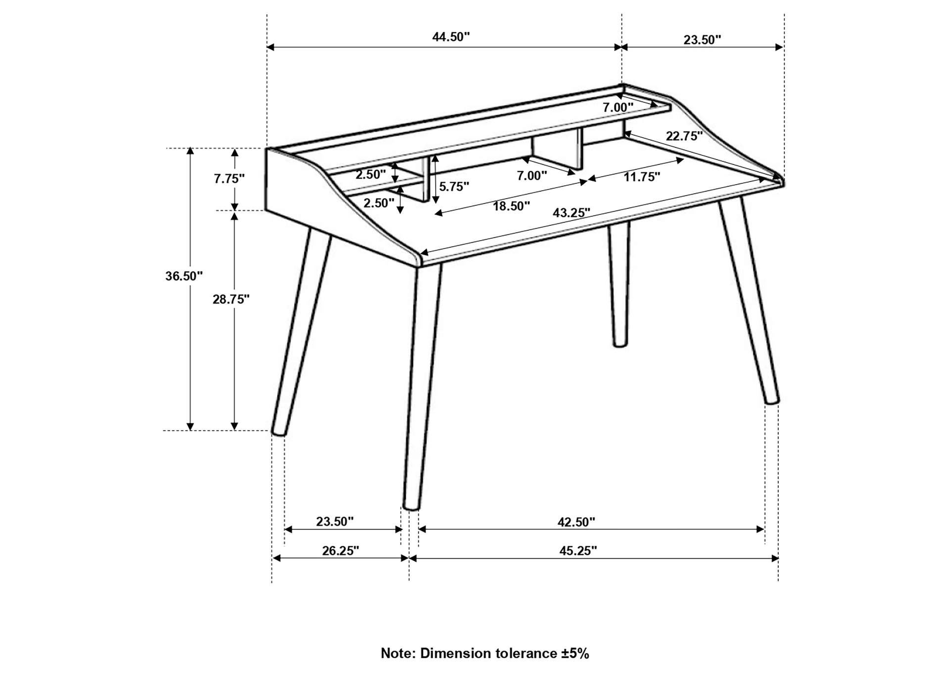 Percy 4-compartment Writing Desk Grey,Coaster Furniture