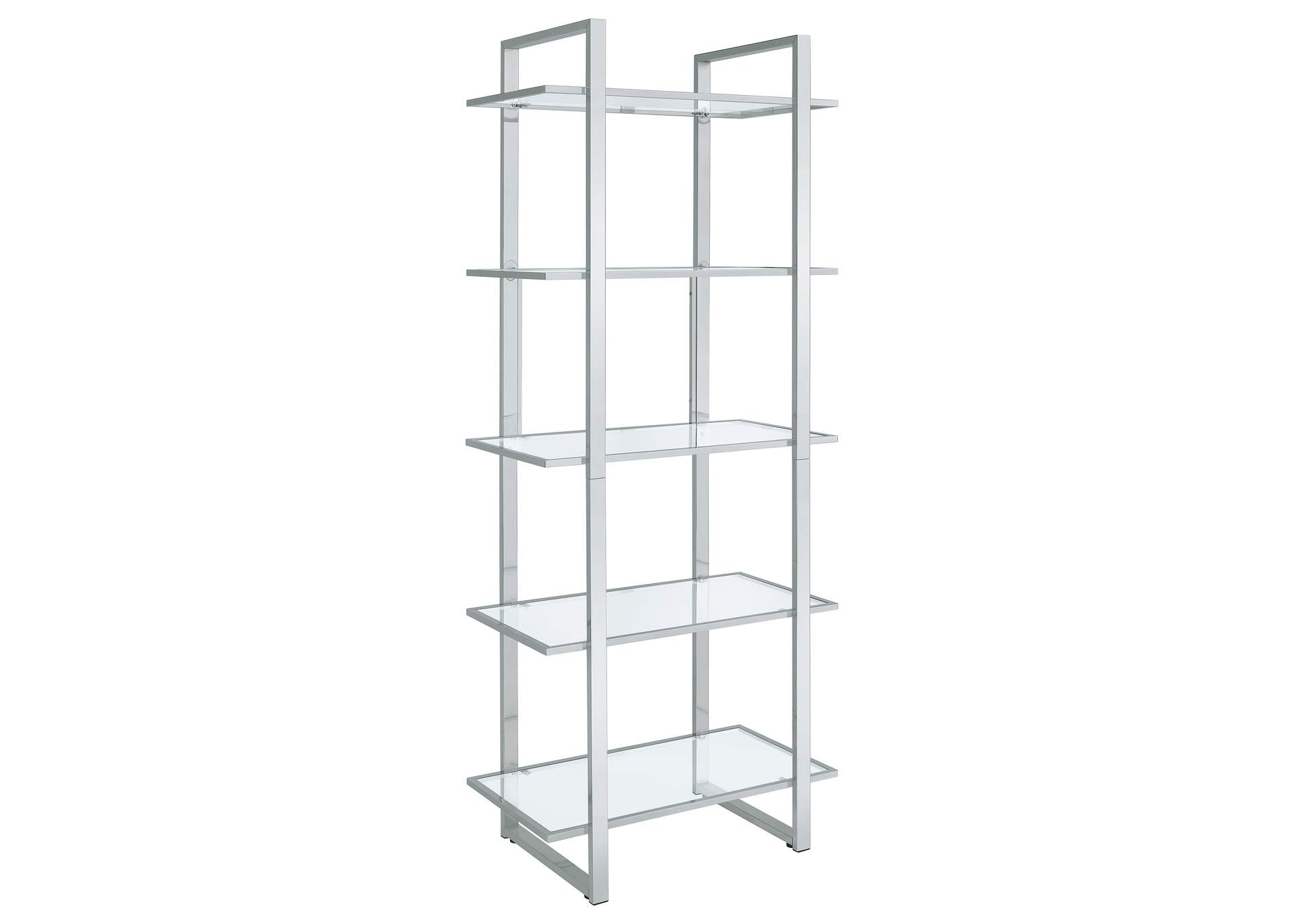 Hartford Glass Shelf Bookcase Chrome,Coaster Furniture