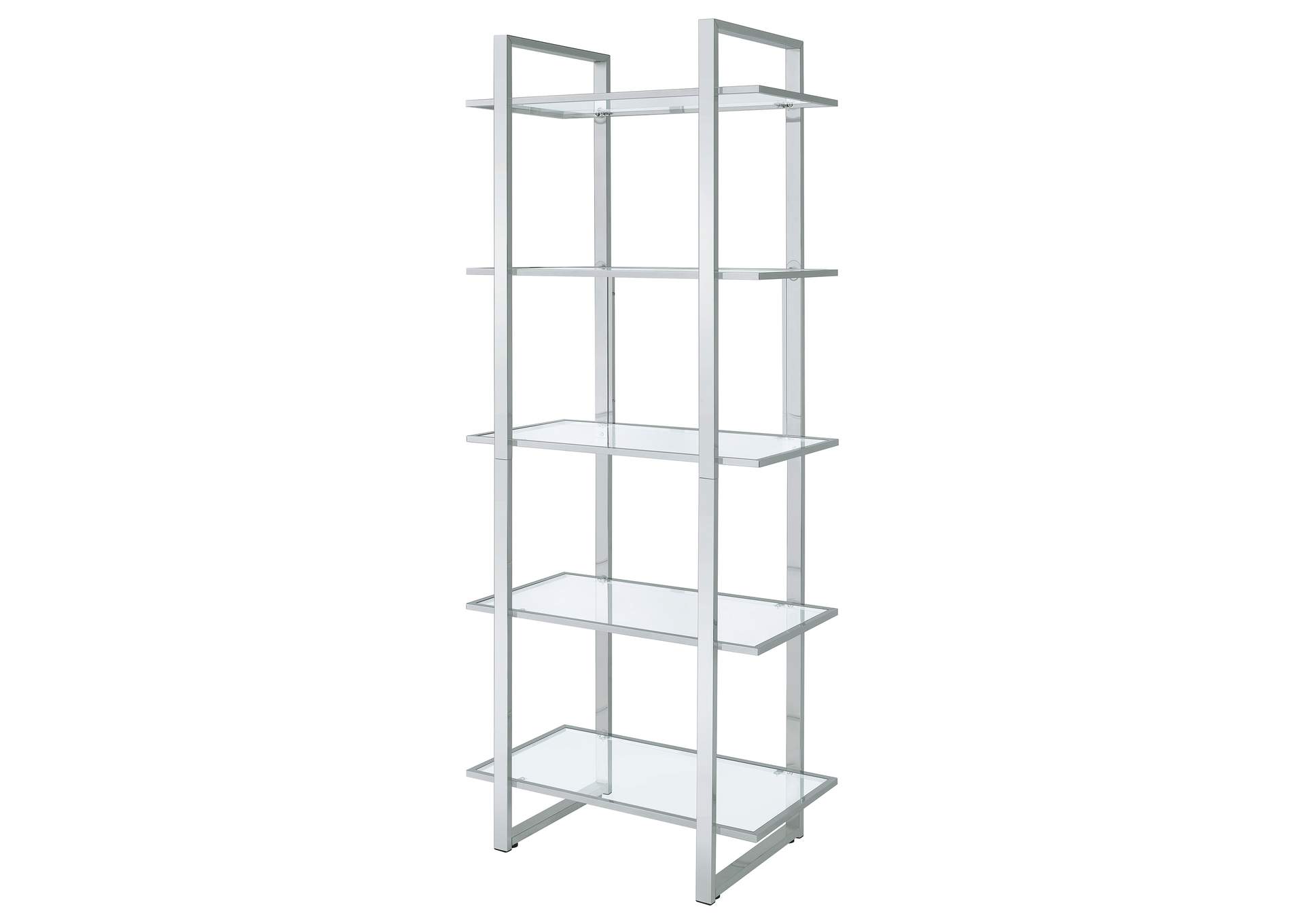 Hartford Glass Shelf Bookcase Chrome,Coaster Furniture