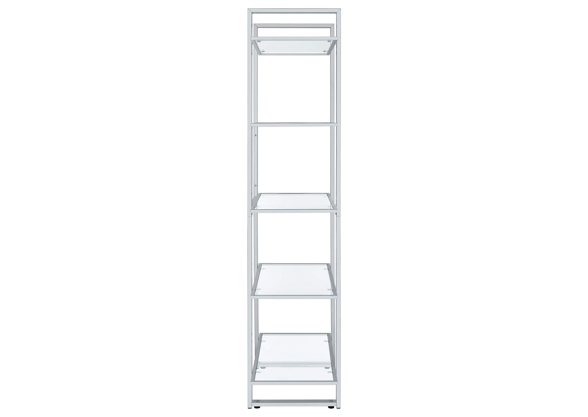 Hartford Glass Shelf Bookcase Chrome,Coaster Furniture