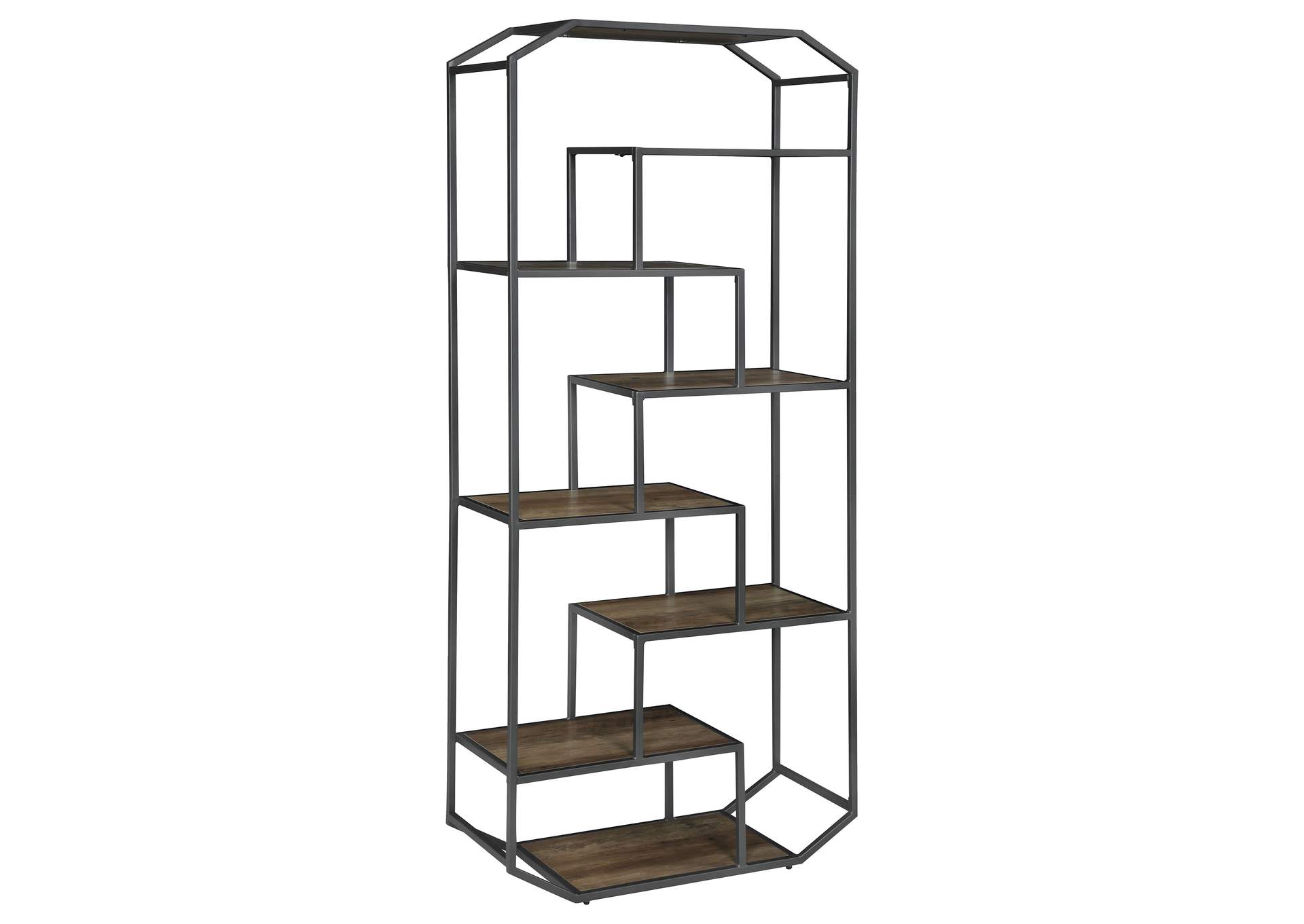 Leland 6-shelf Bookcase Rustic Brown and Dark Grey,Coaster Furniture