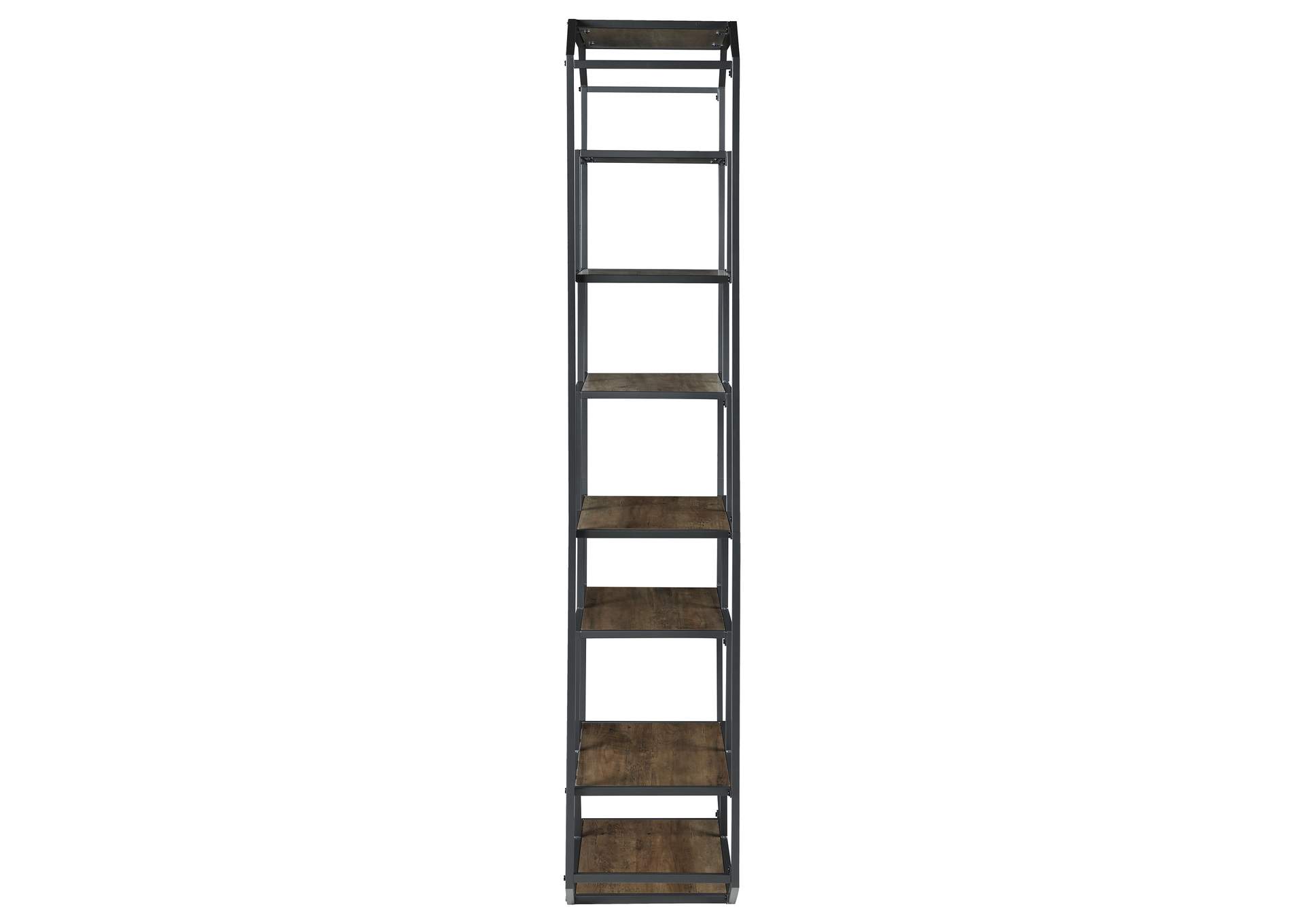 Leland 6-shelf Bookcase Rustic Brown and Dark Grey,Coaster Furniture