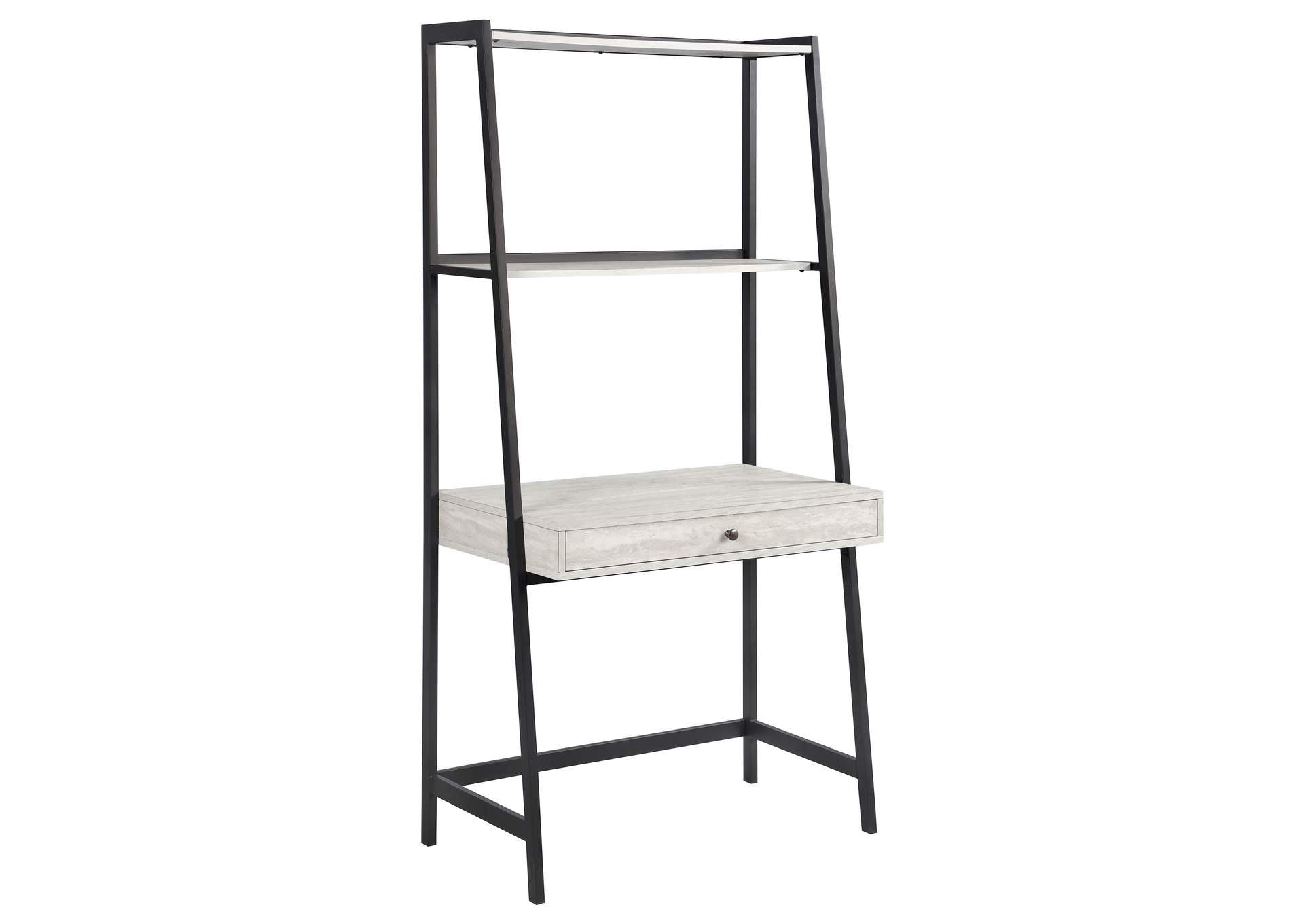 Pinckard 3-piece Ladder Desk Set Grey Stone Herringbone and Black,Coaster Furniture