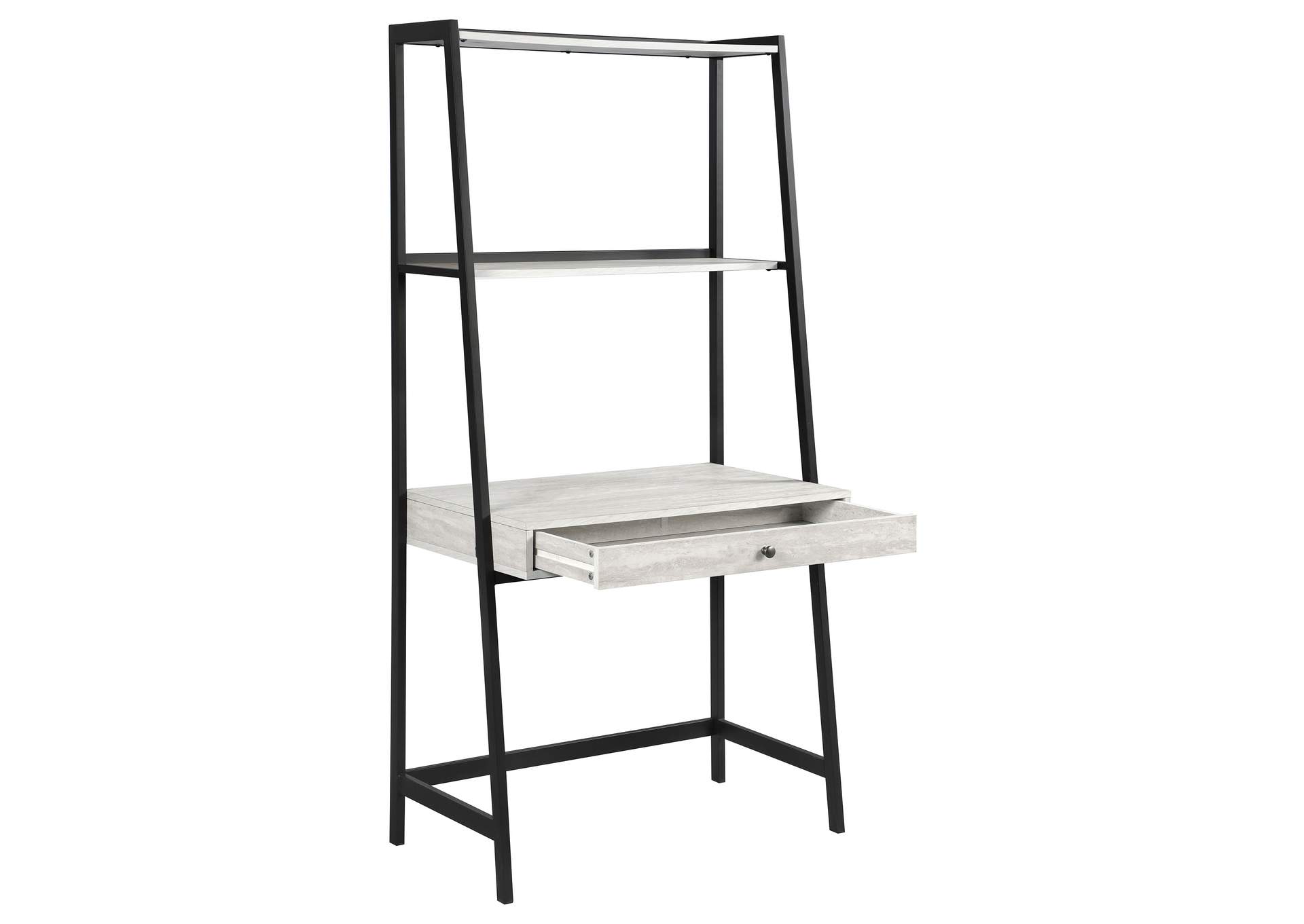 Pinckard 3-piece Ladder Desk Set Grey Stone Herringbone and Black,Coaster Furniture