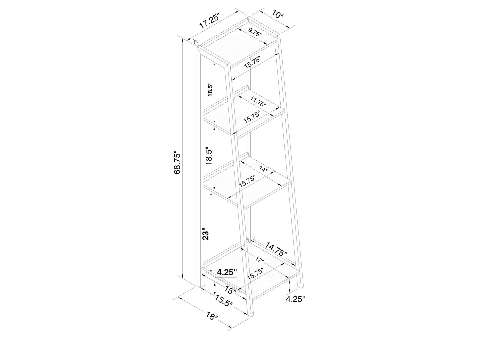 Pinckard 4-shelf Ladder Bookcase Grey Stone Herringbone and Black,Coaster Furniture