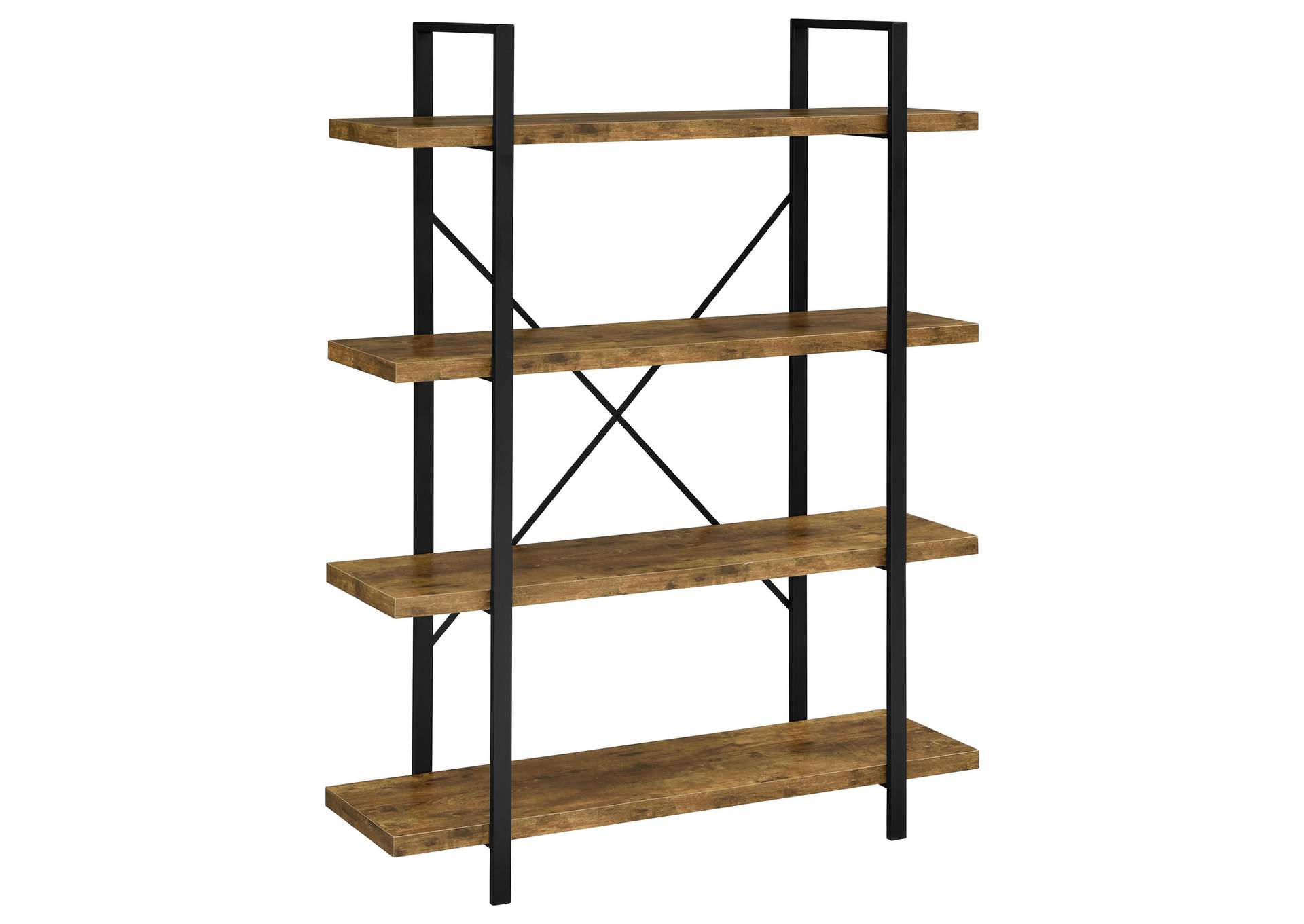 Cole 4-Shelf Bookcase Antique Nutmeg and Black,Coaster Furniture