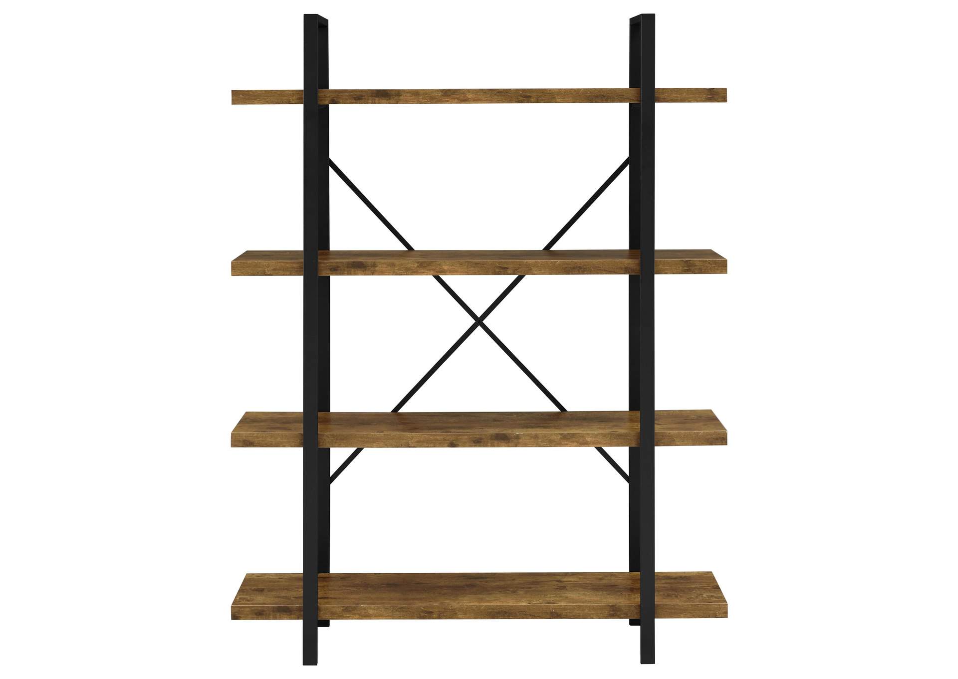 Cole 4-Shelf Bookcase Antique Nutmeg and Black,Coaster Furniture