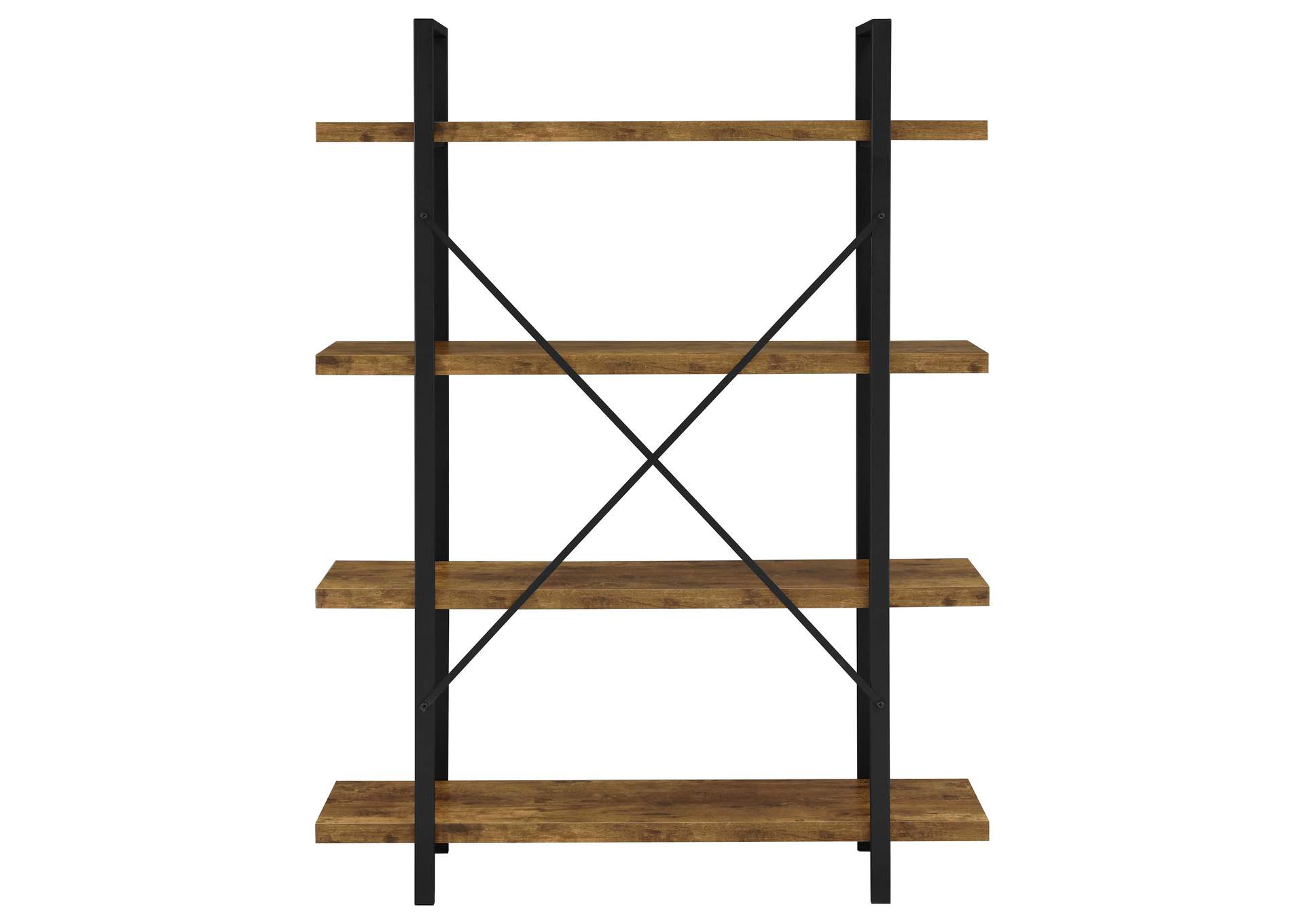 Cole 4-Shelf Bookcase Antique Nutmeg and Black,Coaster Furniture