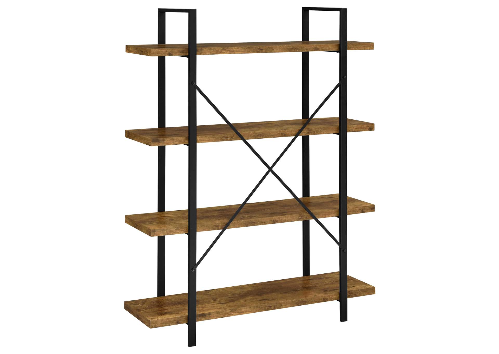 Cole 4-Shelf Bookcase Antique Nutmeg and Black,Coaster Furniture