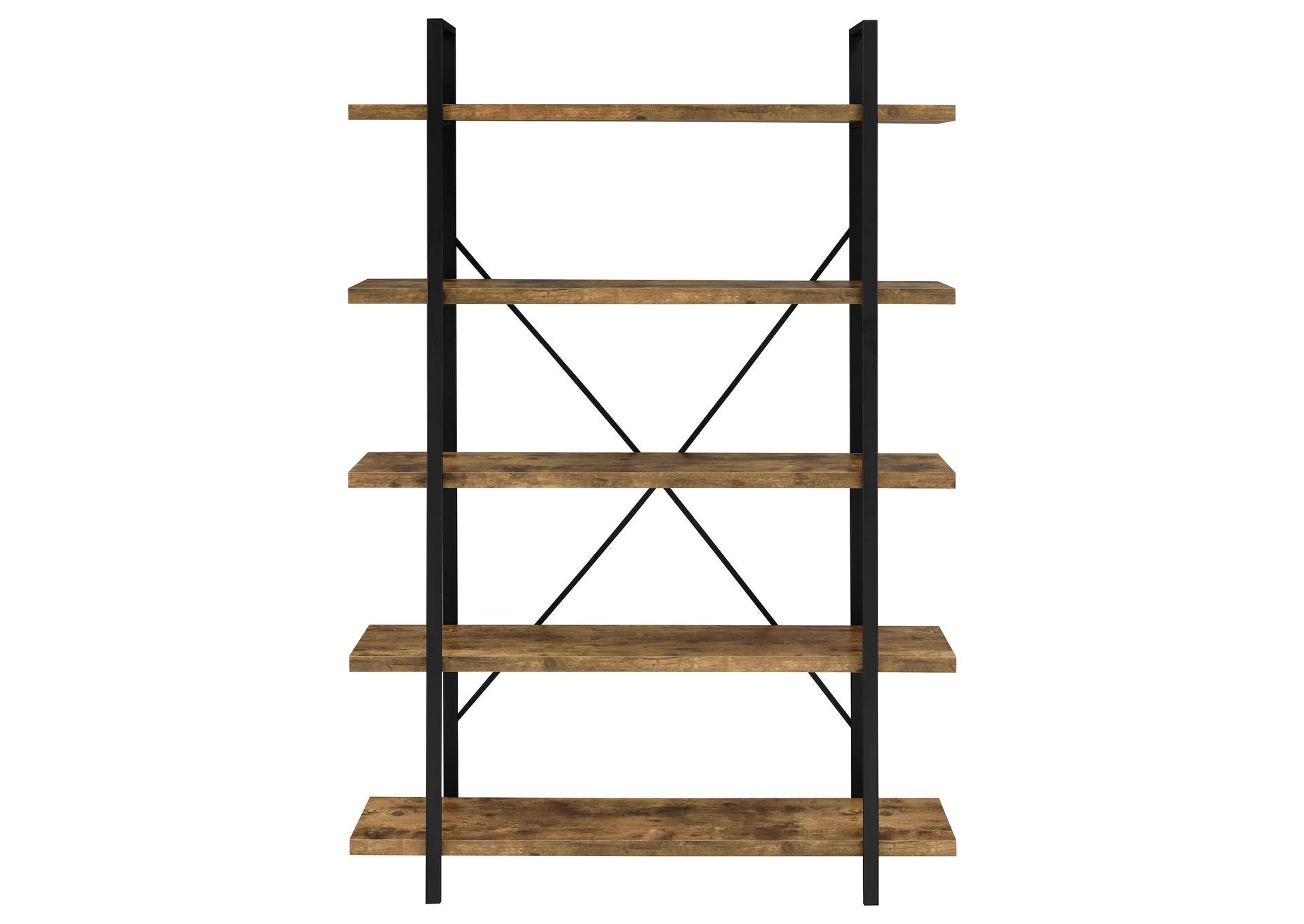 Cole 5-Shelf Bookcase Antique Nutmeg and Black,Coaster Furniture