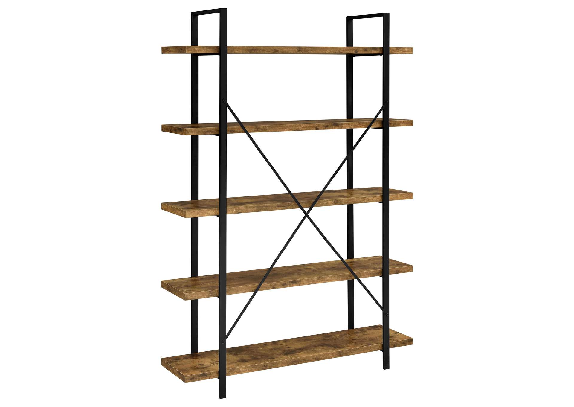 Cole 5-Shelf Bookcase Antique Nutmeg and Black,Coaster Furniture