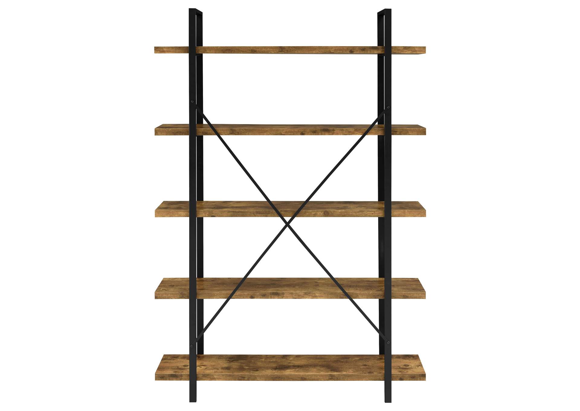 Cole 5-Shelf Bookcase Antique Nutmeg and Black,Coaster Furniture