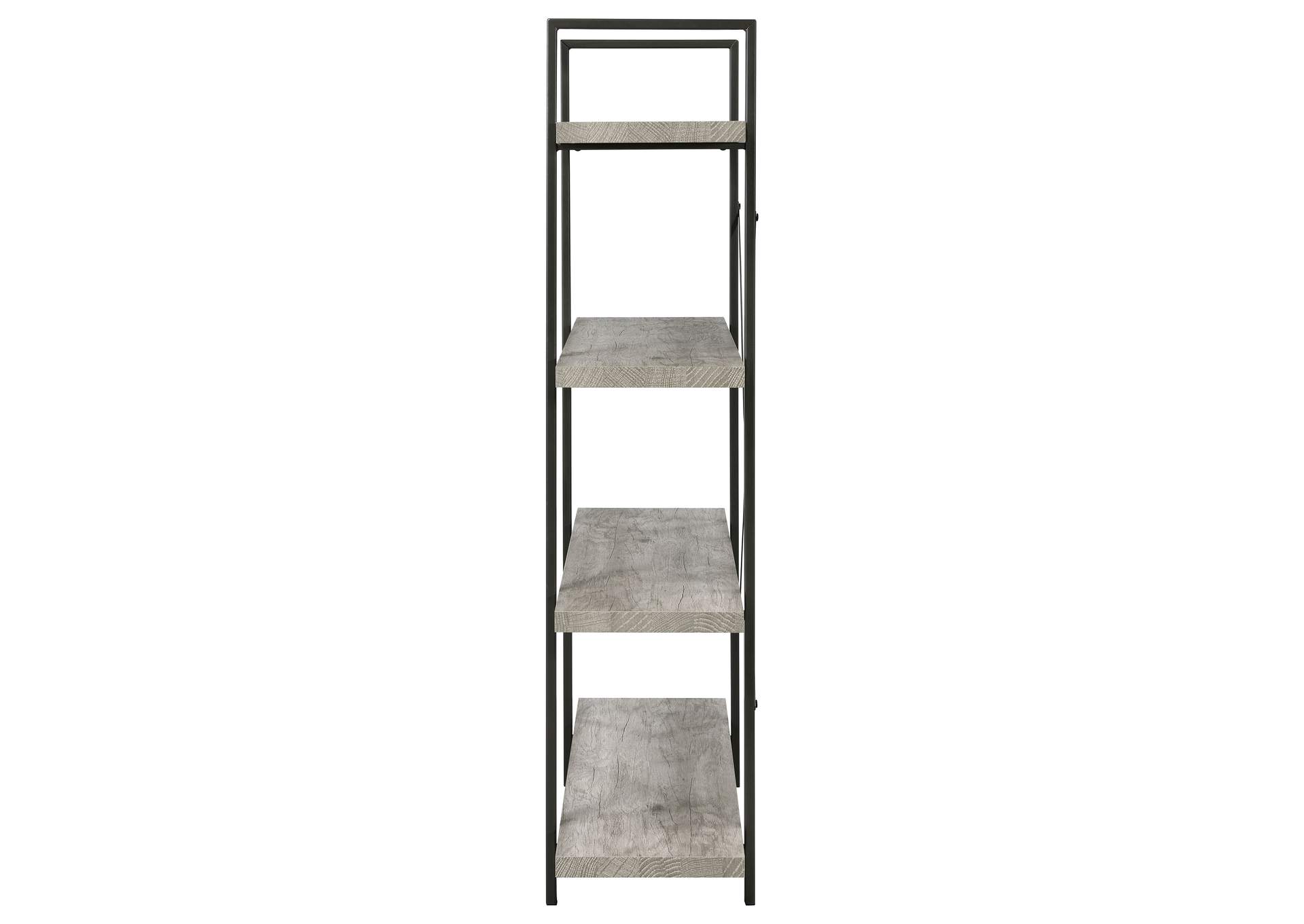 Cole 4-Shelf Bookcase Grey Driftwood and Gunmetal,Coaster Furniture