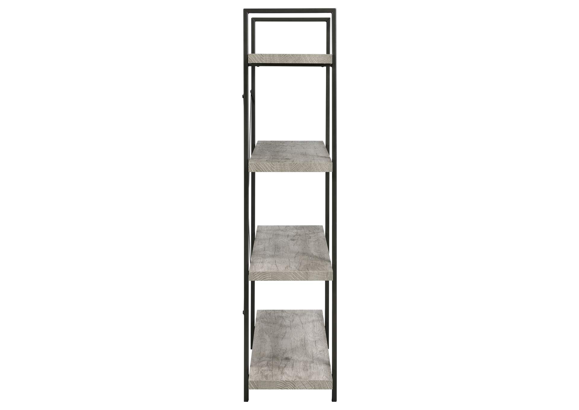 Cole 4-Shelf Bookcase Grey Driftwood and Gunmetal,Coaster Furniture