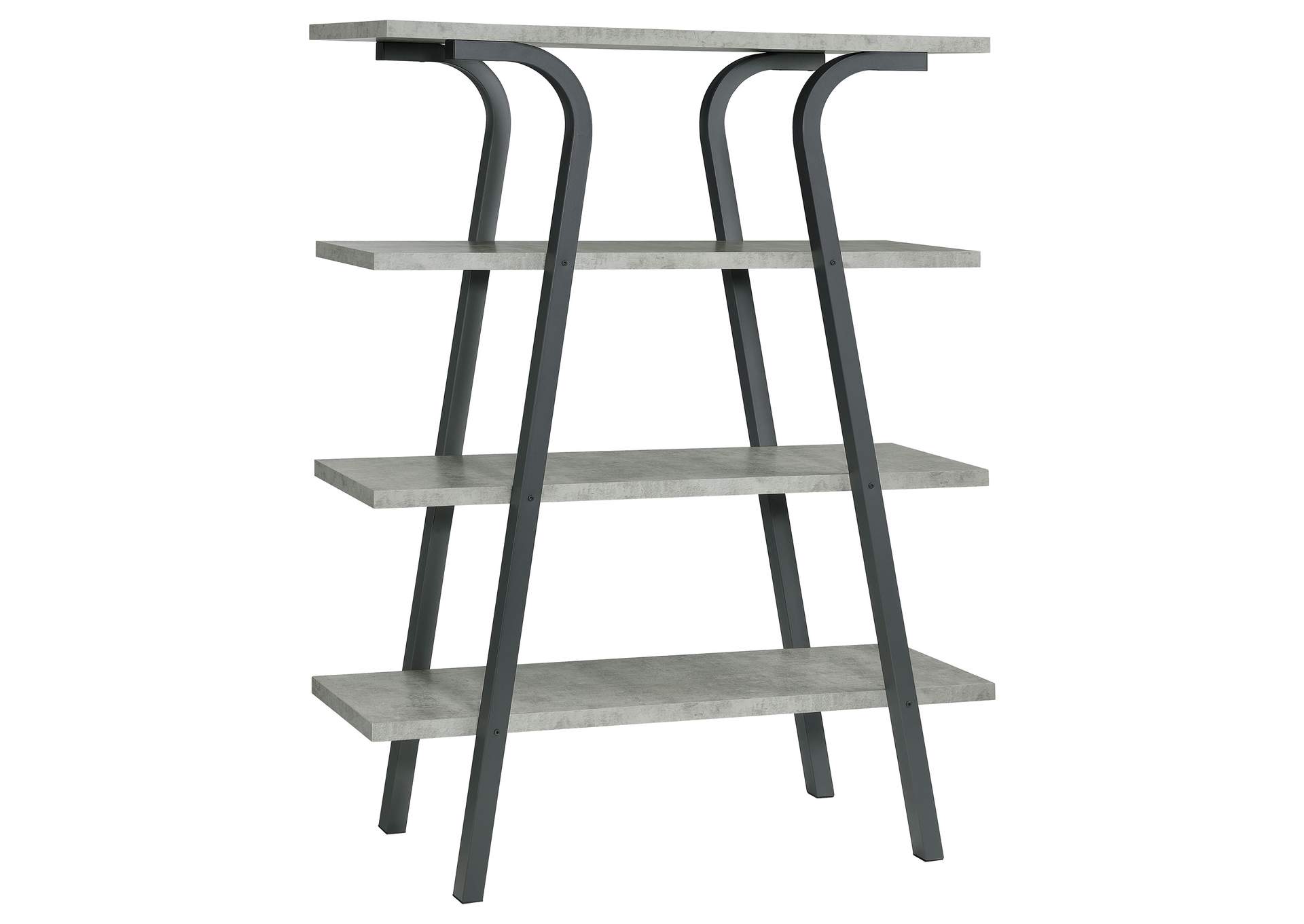 Tatum 4-tier Rectangular Bookcase Cement and Gunmetal,Coaster Furniture