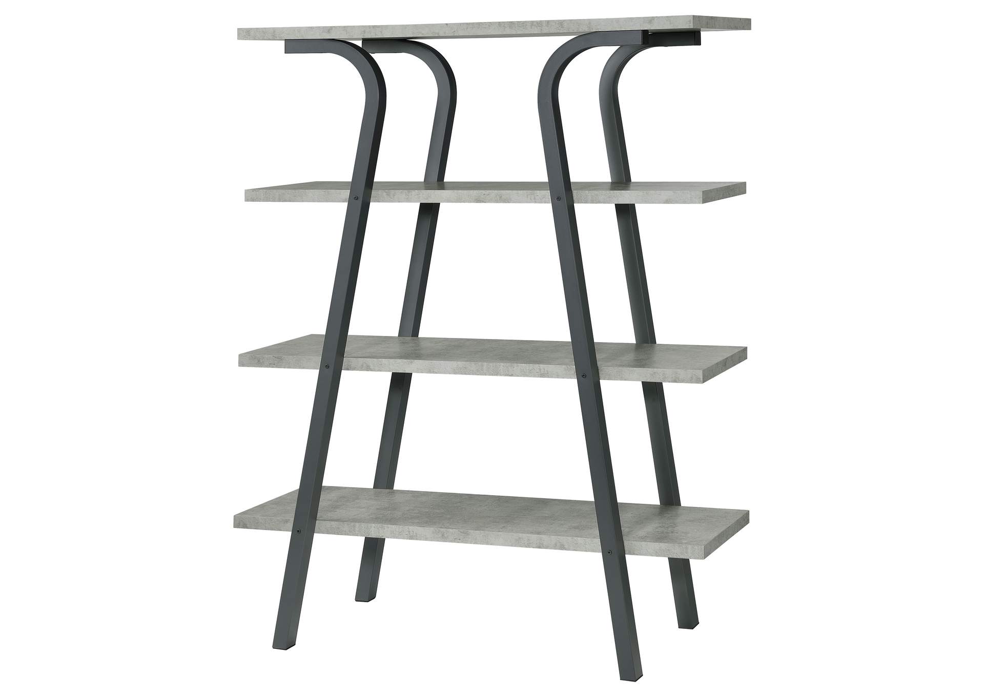 Tatum 4-tier Rectangular Bookcase Cement and Gunmetal,Coaster Furniture