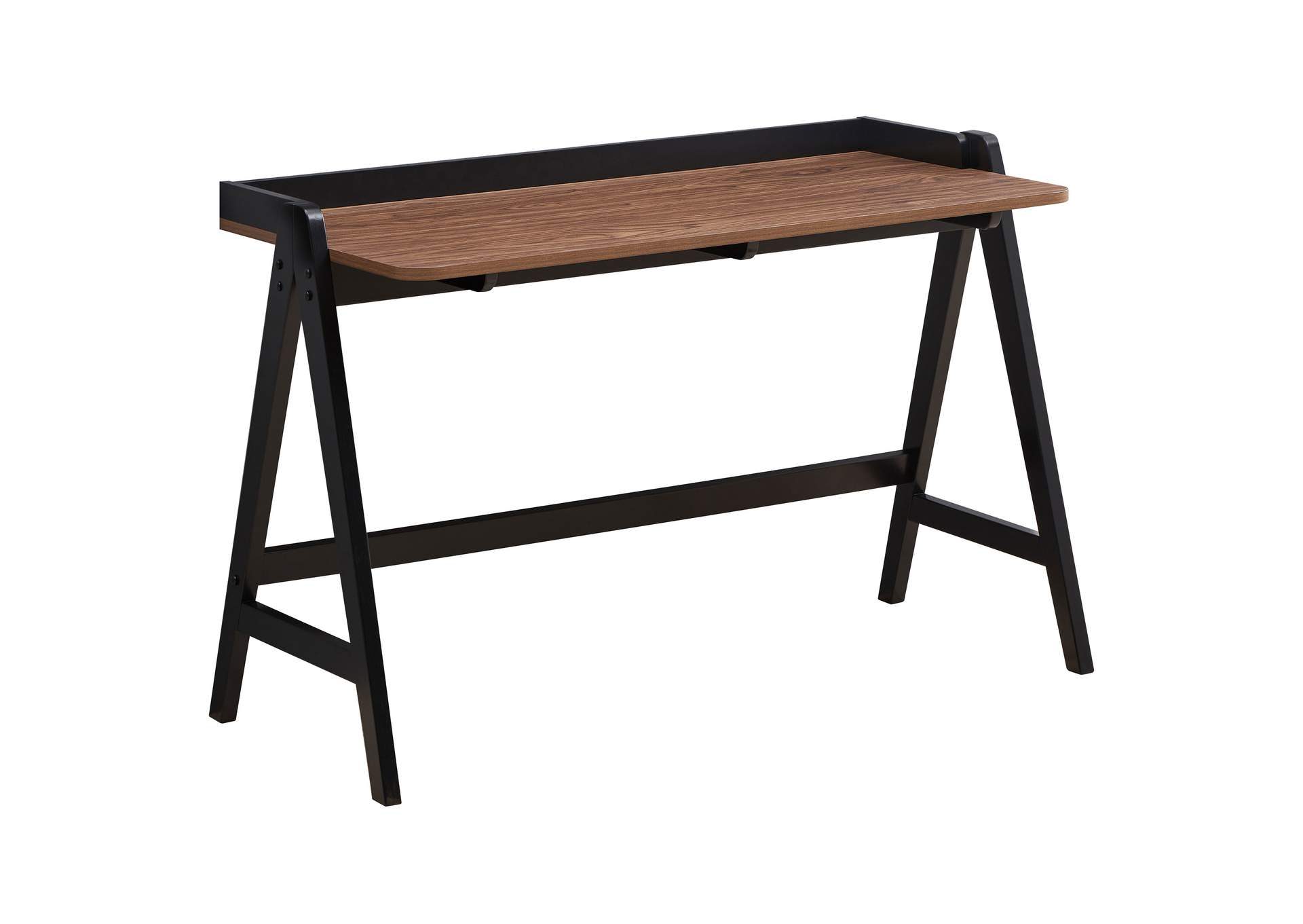 Raul Writing Desk Walnut and Black with USB ports,Coaster Furniture