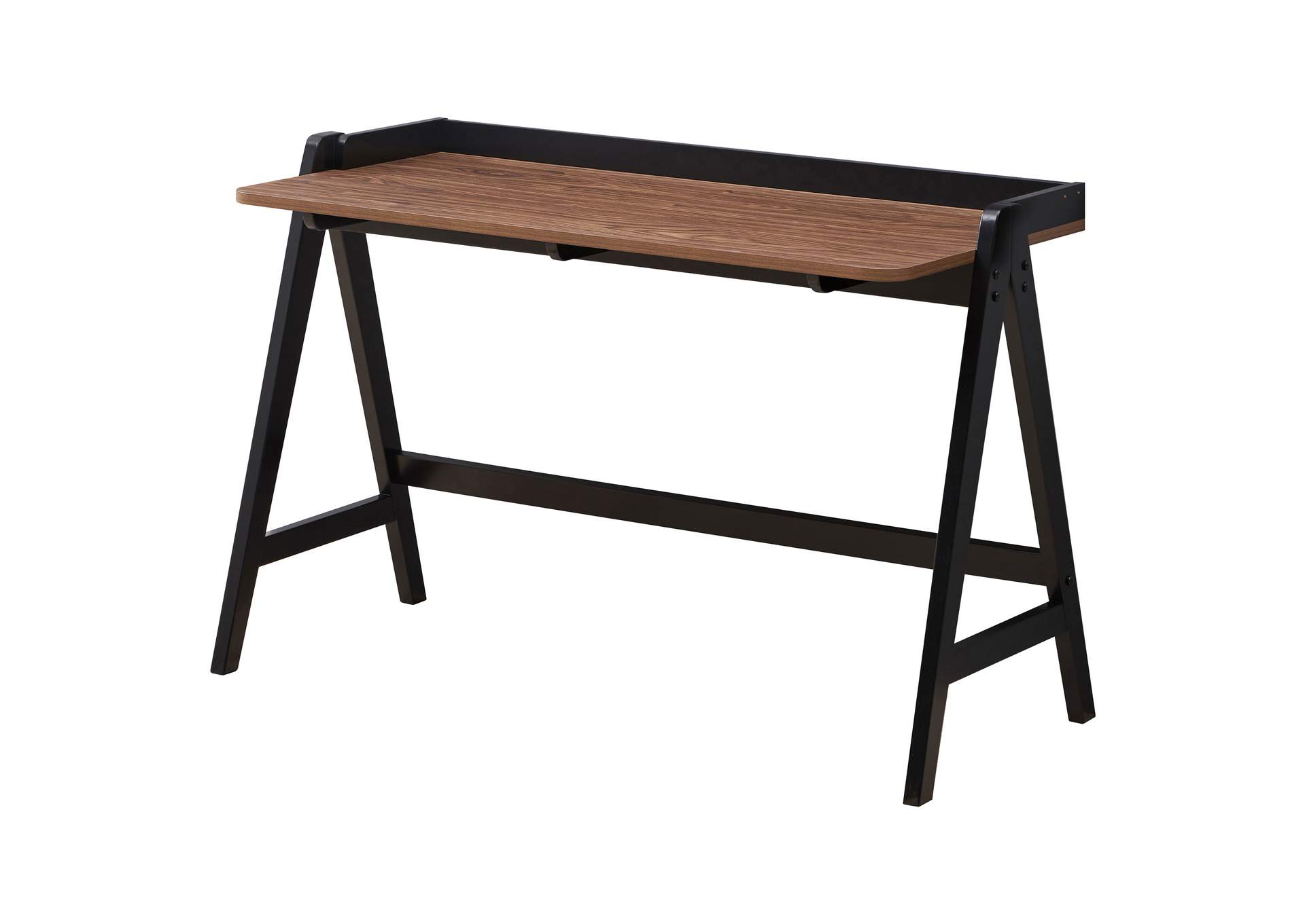 Raul Writing Desk Walnut and Black with USB ports,Coaster Furniture