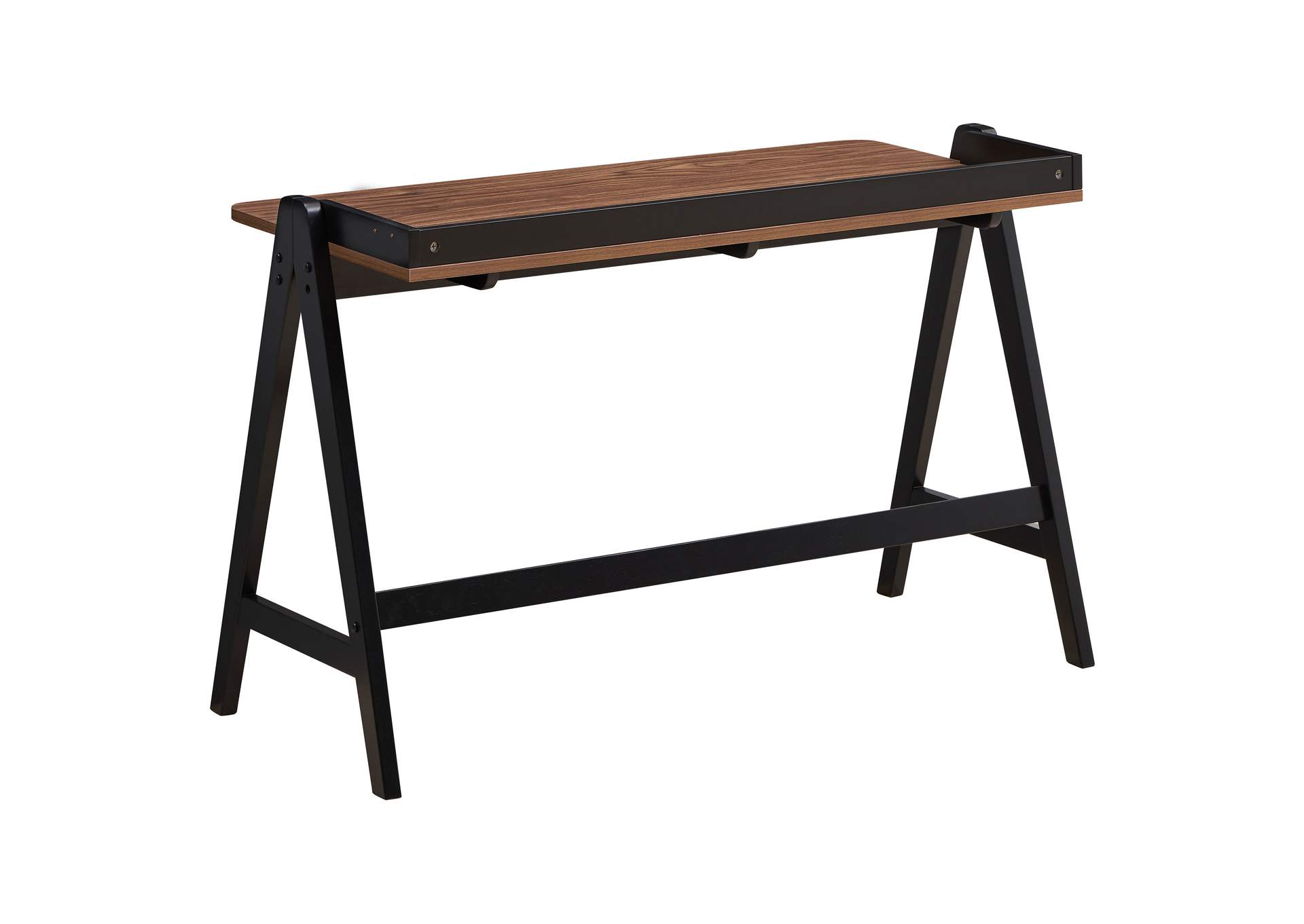 Raul Writing Desk Walnut and Black with USB ports,Coaster Furniture