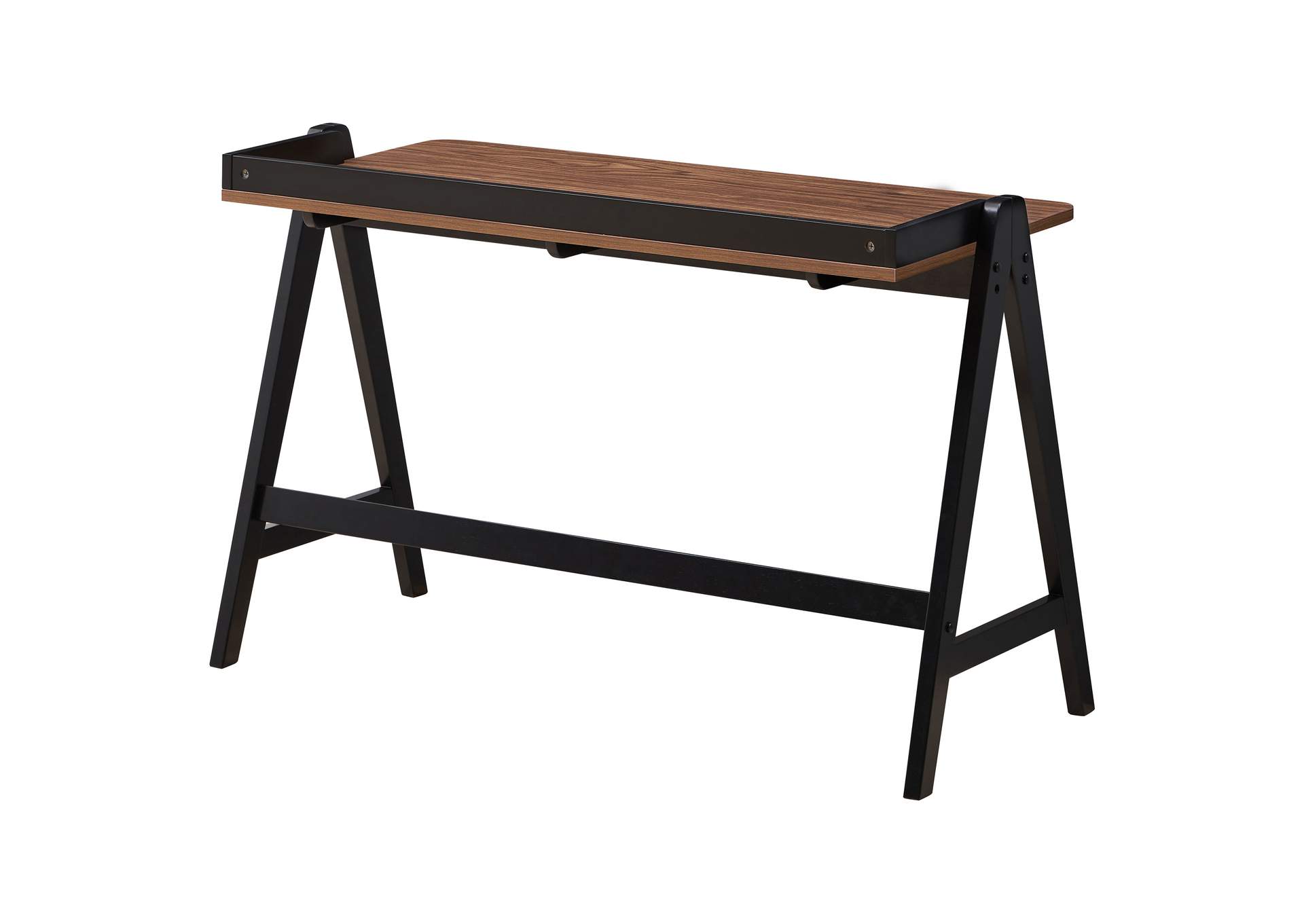 Raul Writing Desk Walnut and Black with USB ports,Coaster Furniture