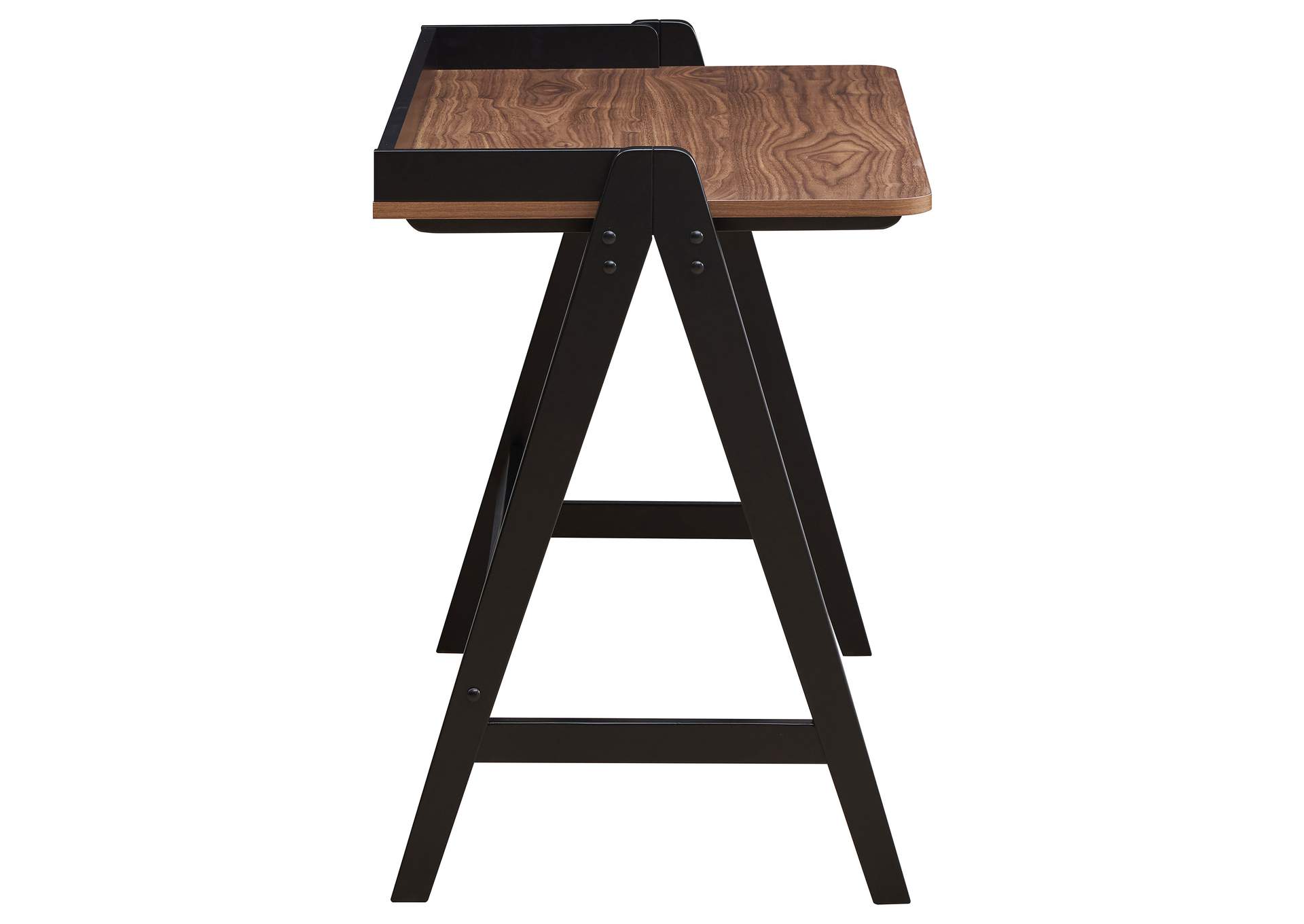 Raul Writing Desk Walnut and Black with USB ports,Coaster Furniture