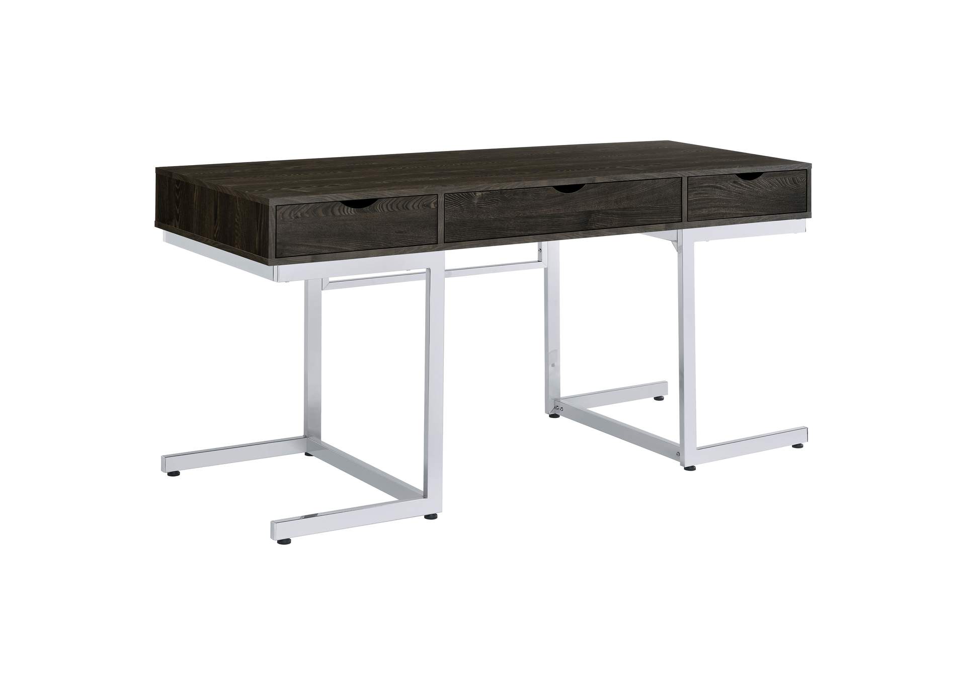 Noorvik 3-drawer Writing Desk Dark Oak and Chrome,Coaster Furniture