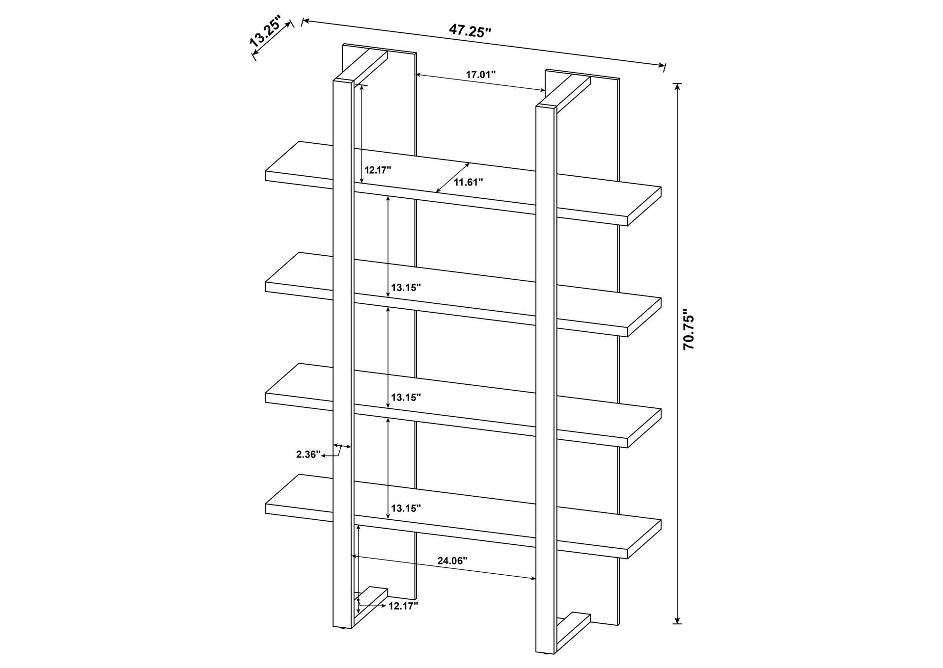 Danbrook Bookcase with 4 Full-length Shelves,Coaster Furniture