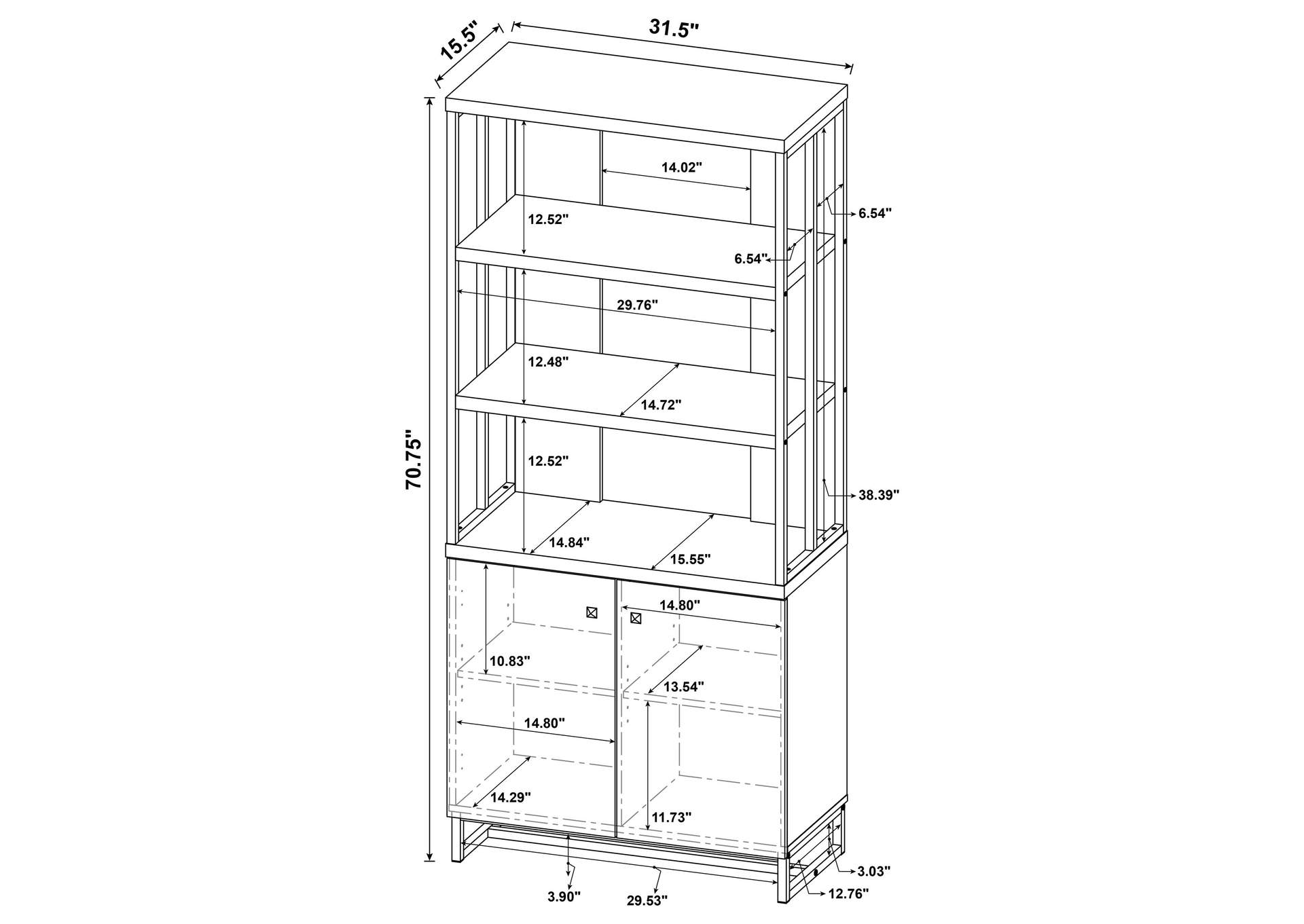 Millbrook 2-door Bookcase Rustic Oak Herringbone and Gunmetal,Coaster Furniture