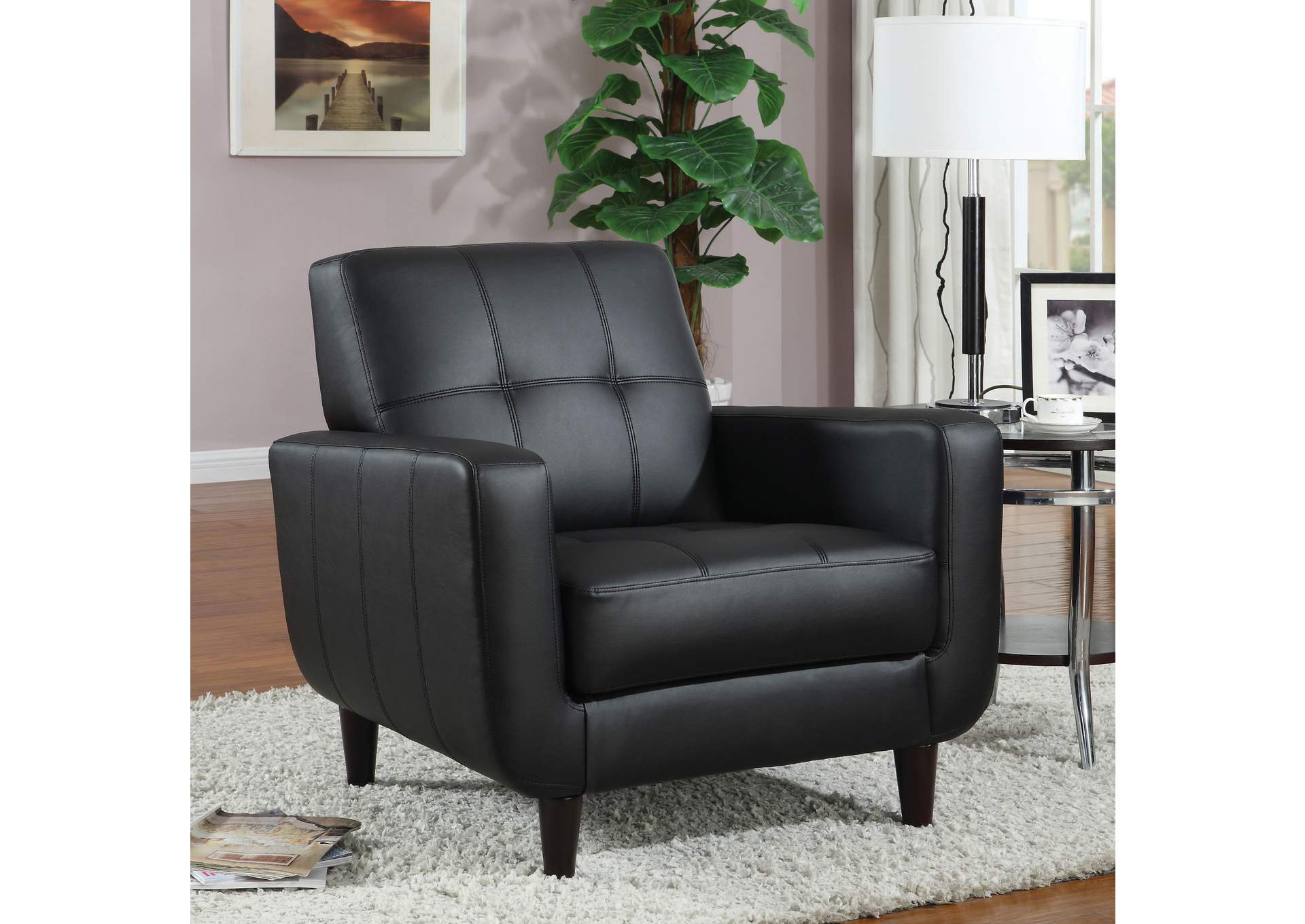 Aaron Padded Seat Accent Chair Black,Coaster Furniture