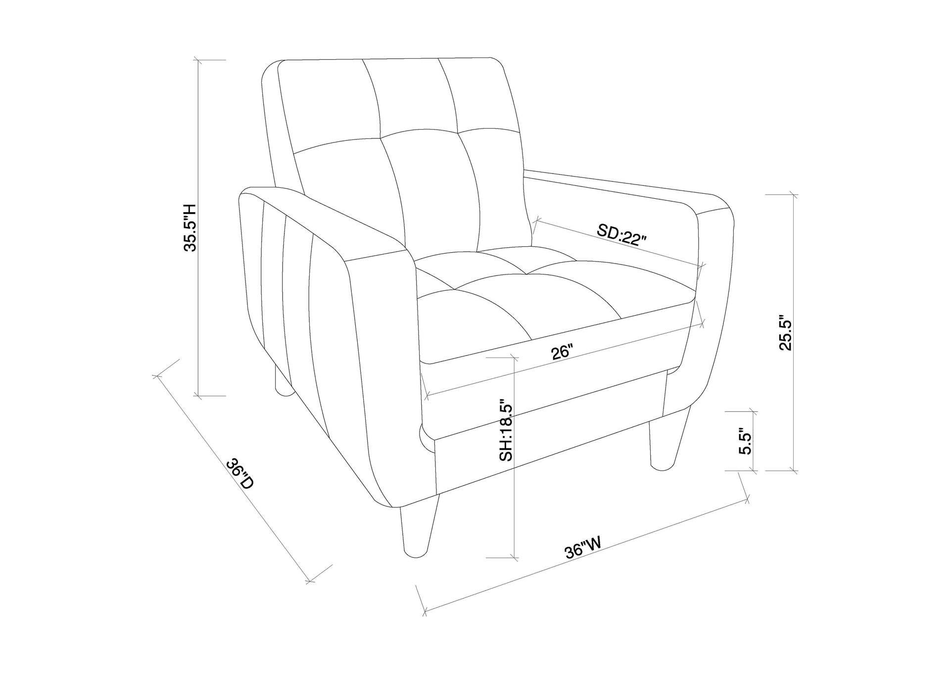 Aaron Padded Seat Accent Chair Black,Coaster Furniture