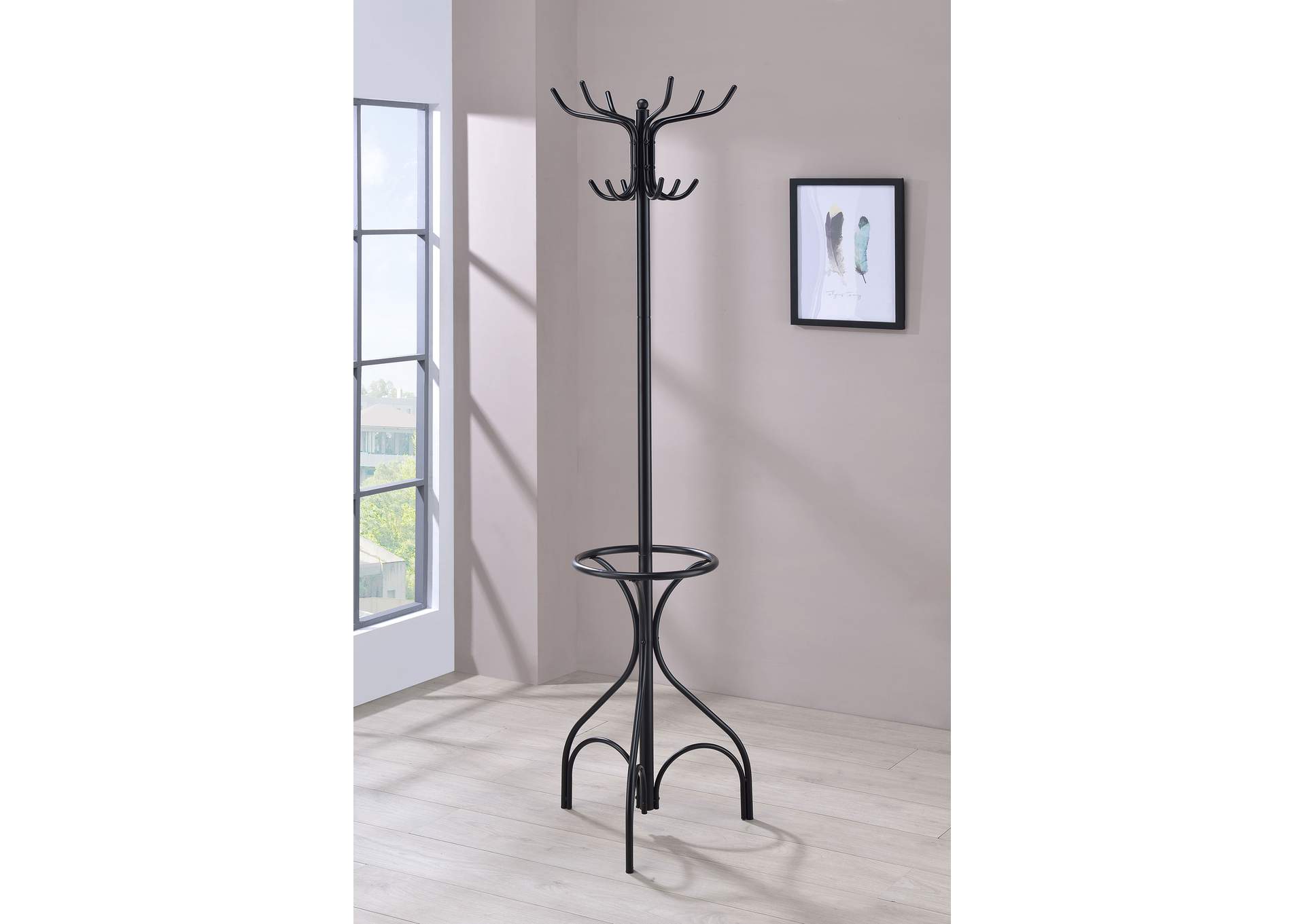 Kiefer Coat Rack with 12 Hooks Black,Coaster Furniture