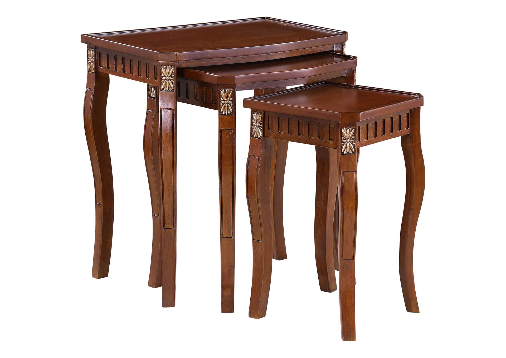 Daphne 3-piece Curved Leg Nesting Tables Warm Brown,Coaster Furniture